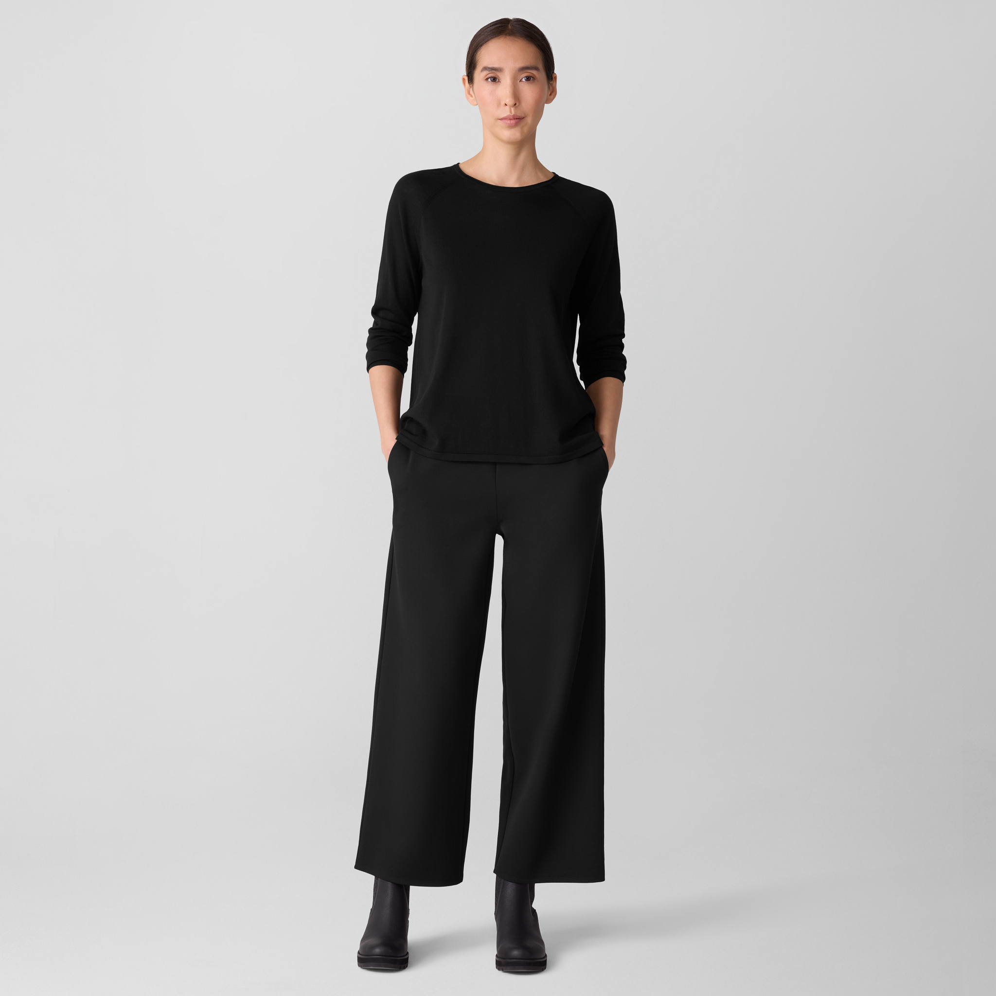Superfine Merino Crew Neck Top in Regenerative Wool from EILEEN FISHER - $175.20