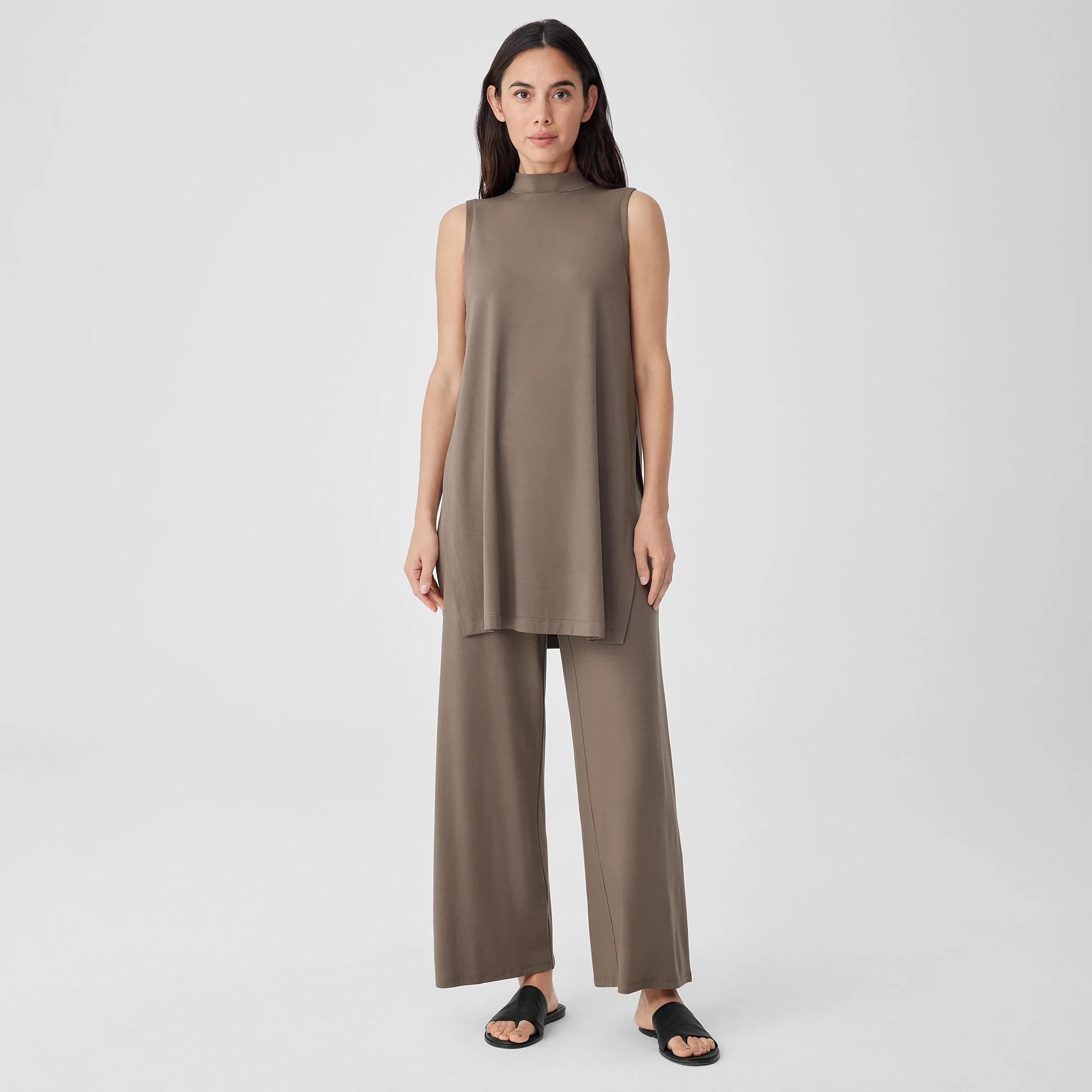 Stretch Jersey Knit WideLeg Pant EILEEN FISHER