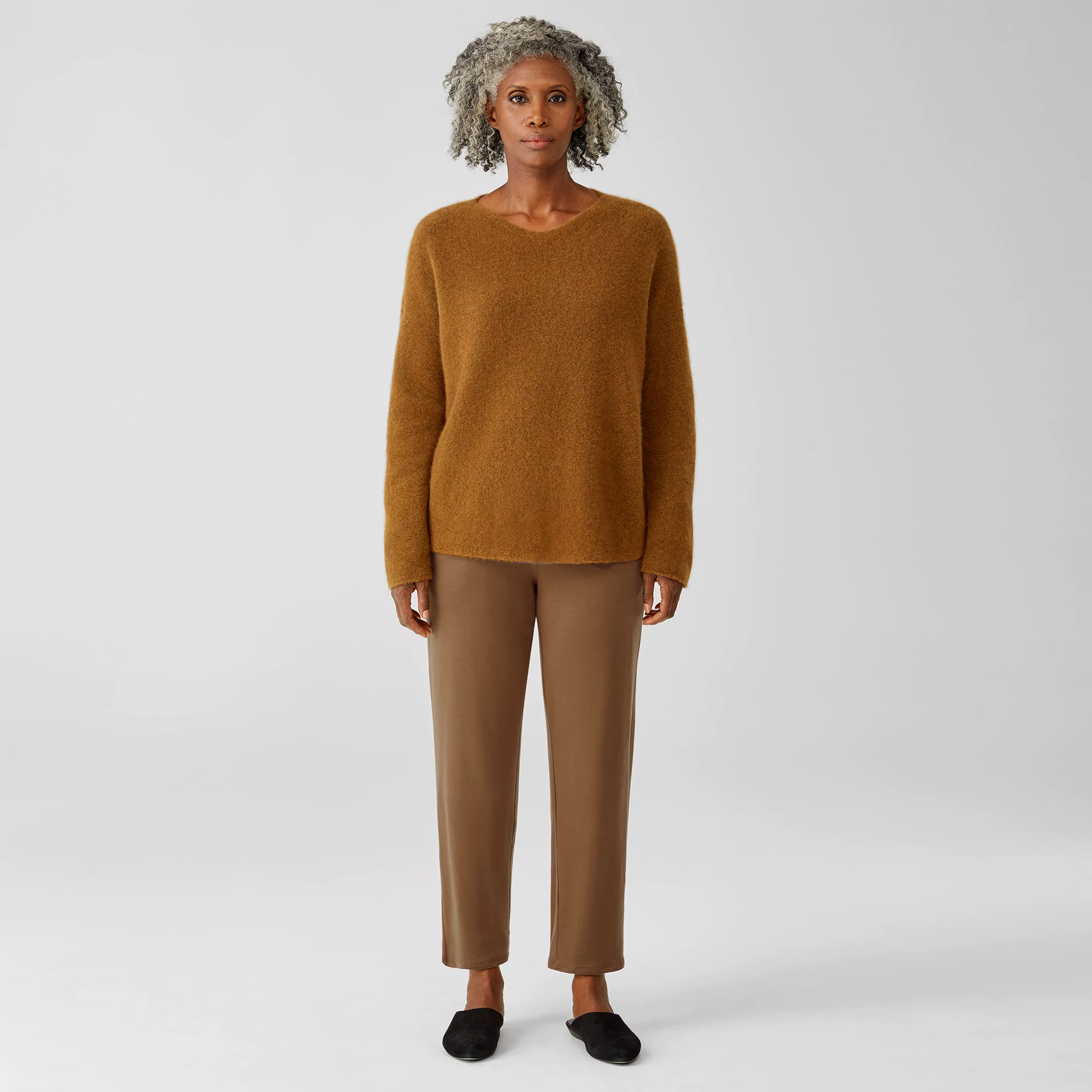 Cozy Brushed Terry Tapered Ankle Pant | EILEEN FISHER