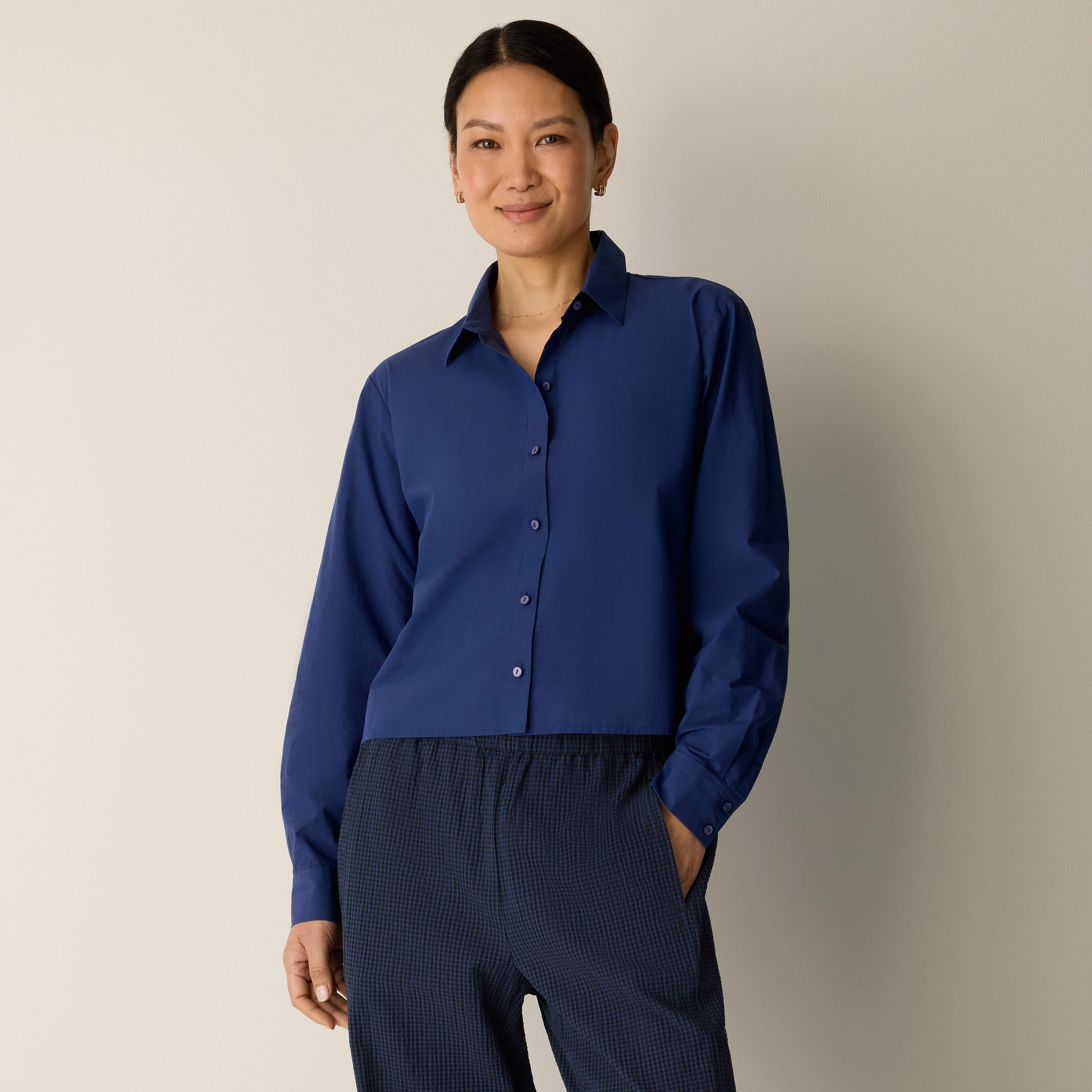 Organic Cotton Poplin Short Shirt from EILEEN FISHER - $148