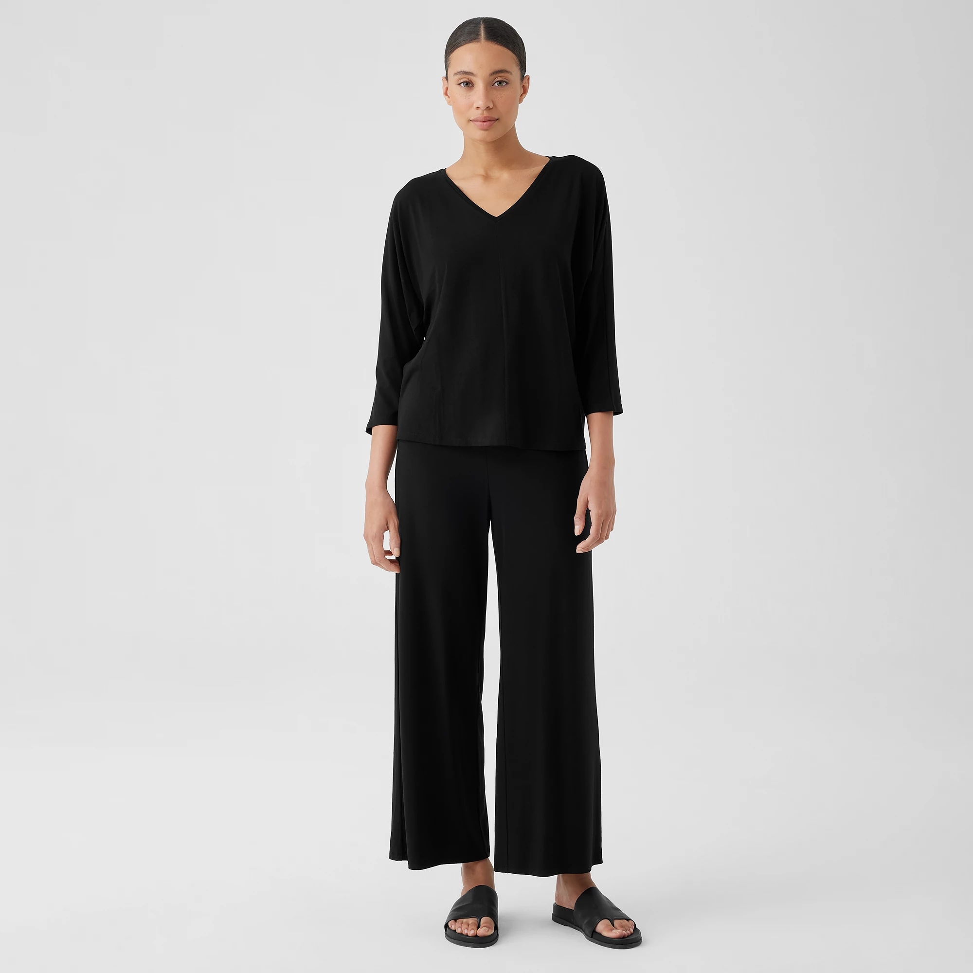 Stretch Jersey Knit WideLeg Pant EILEEN FISHER
