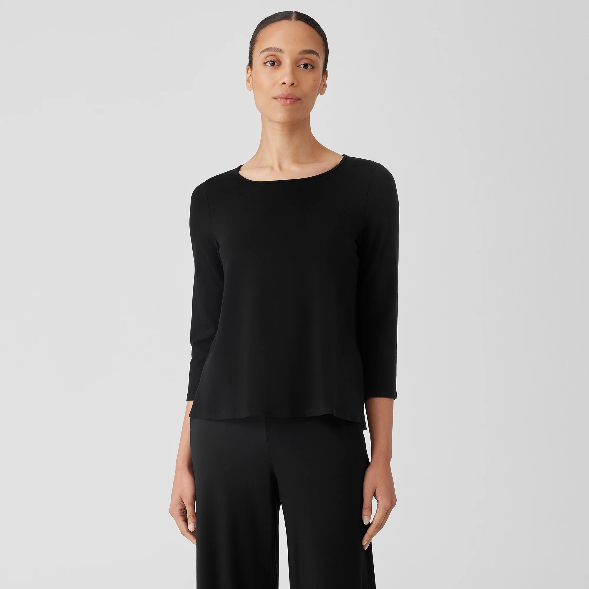 Stretch Jersey Knit Scoop Neck Top | EILEEN FISHER