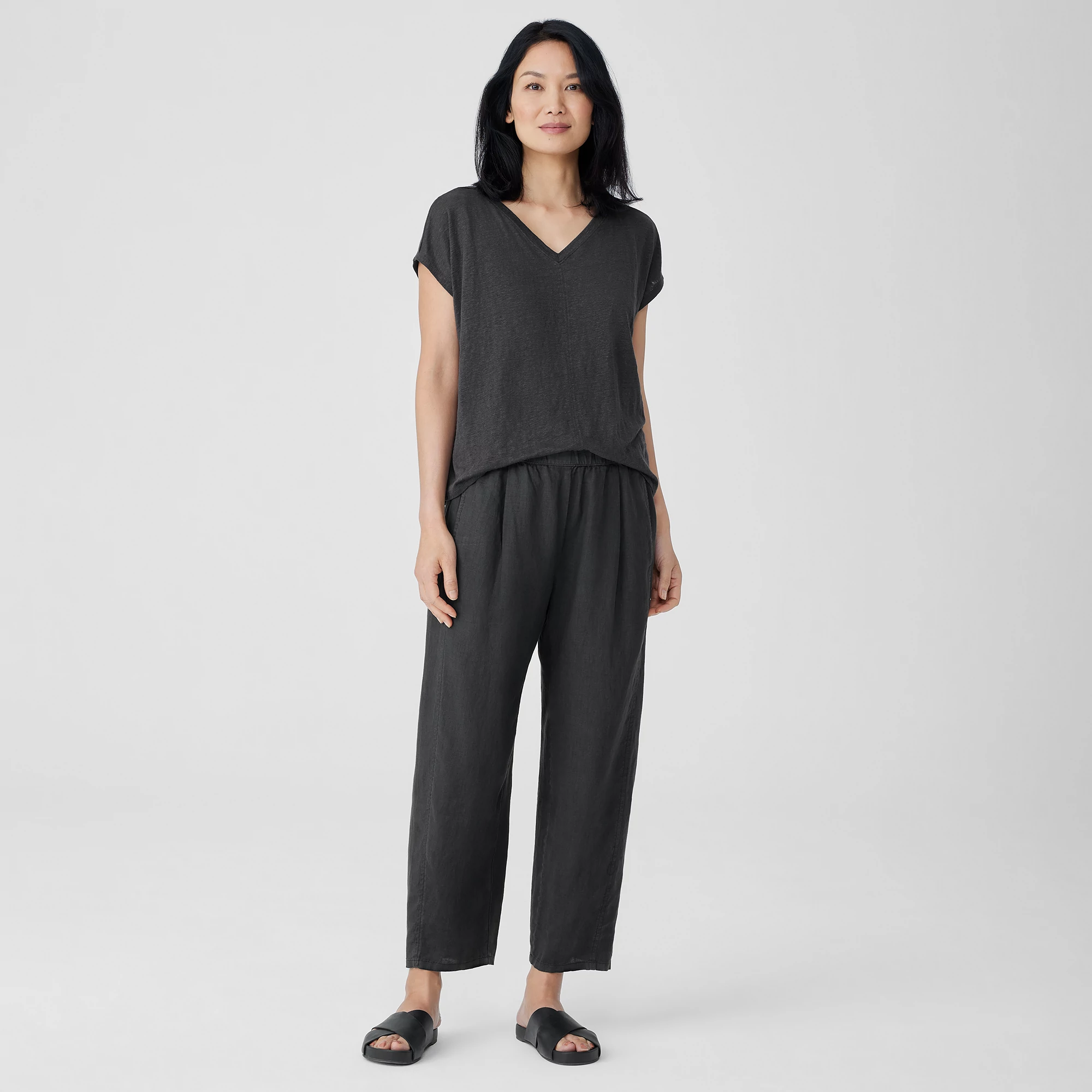 【送料&関税込】Ferragamo Silk And Linen Pants Silk Georgette Crepe Carrot Pant | EILEEN FISHER