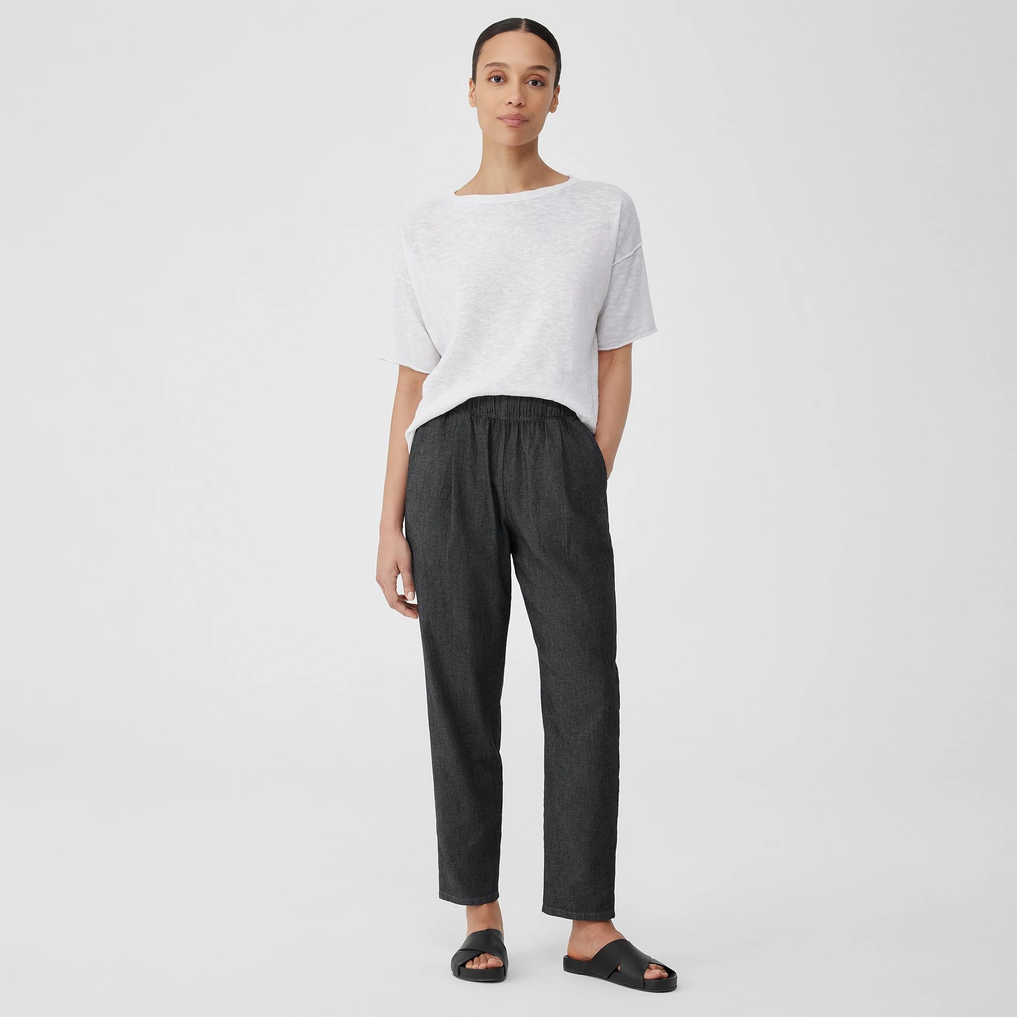 Airy Organic Cotton Twill Tapered Pant | EILEEN FISHER
