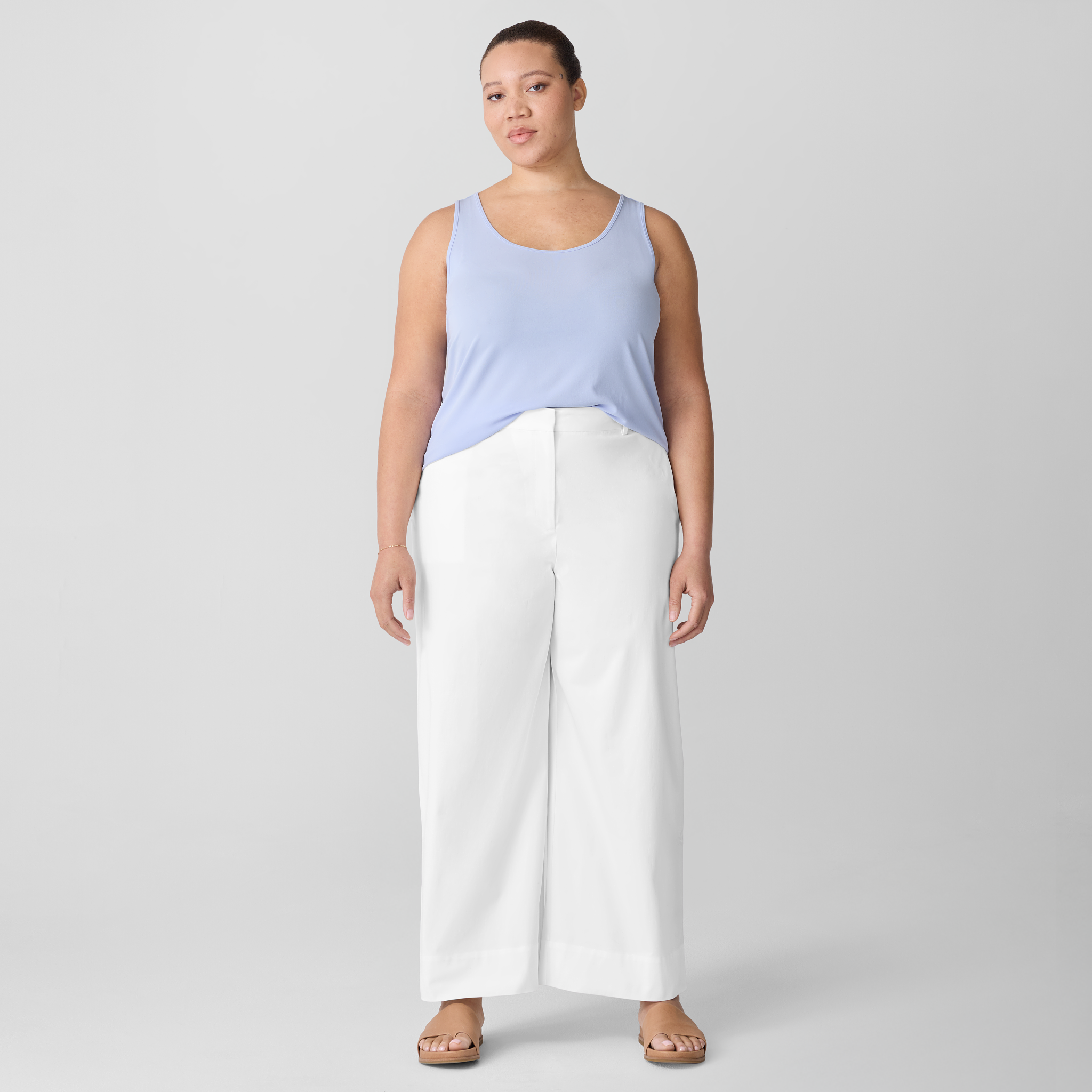 Stretch Cotton Twill Wide-Leg Trouser Pant | EILEEN FISHER