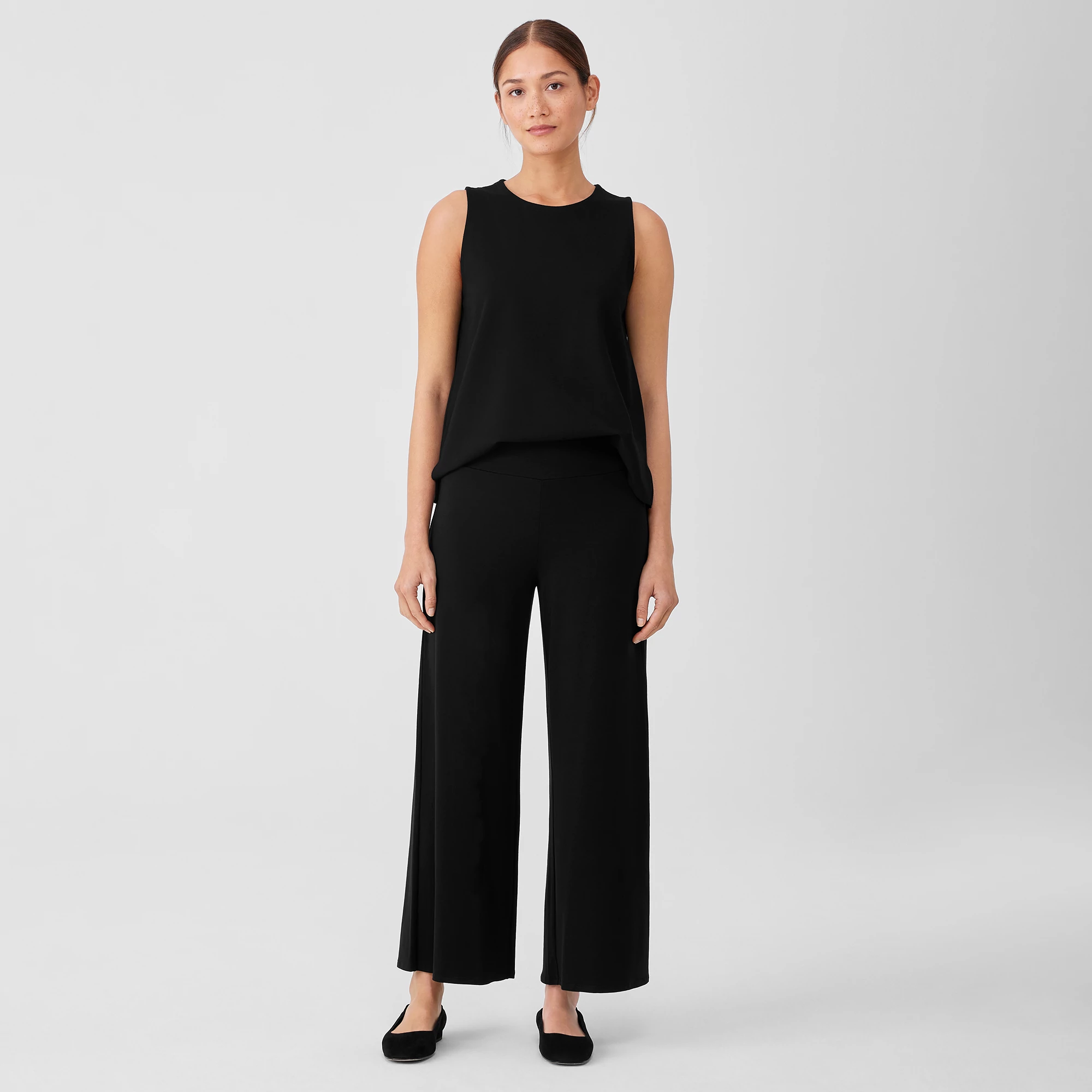 Stretch Jersey Knit WideLeg Pant EILEEN FISHER