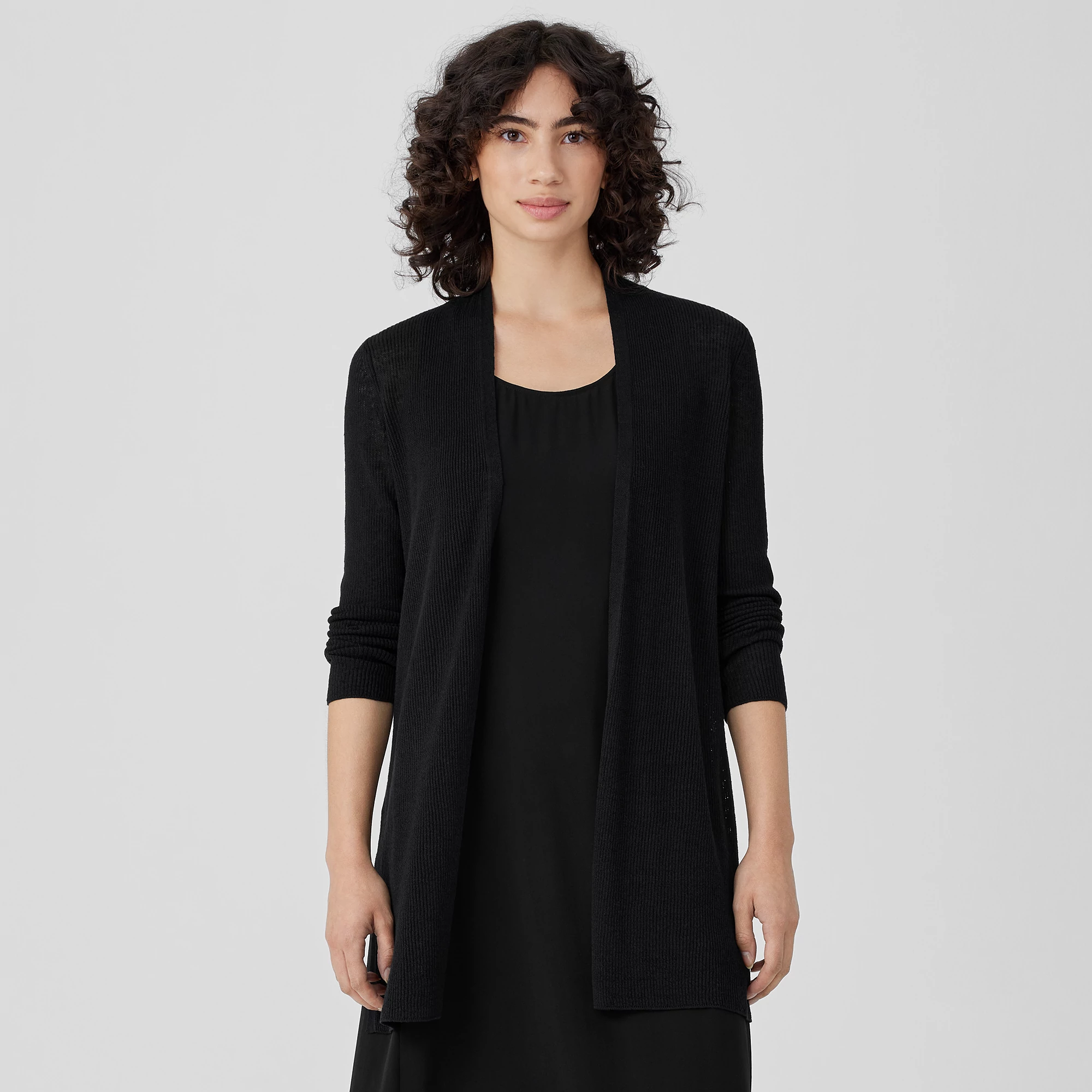 Organic Linen Cotton Airy Tuck Long Cardigan | EILEEN FISHER Organic Linen Cotton Airy Tuck Long Cardigan | EILEEN FISHER
