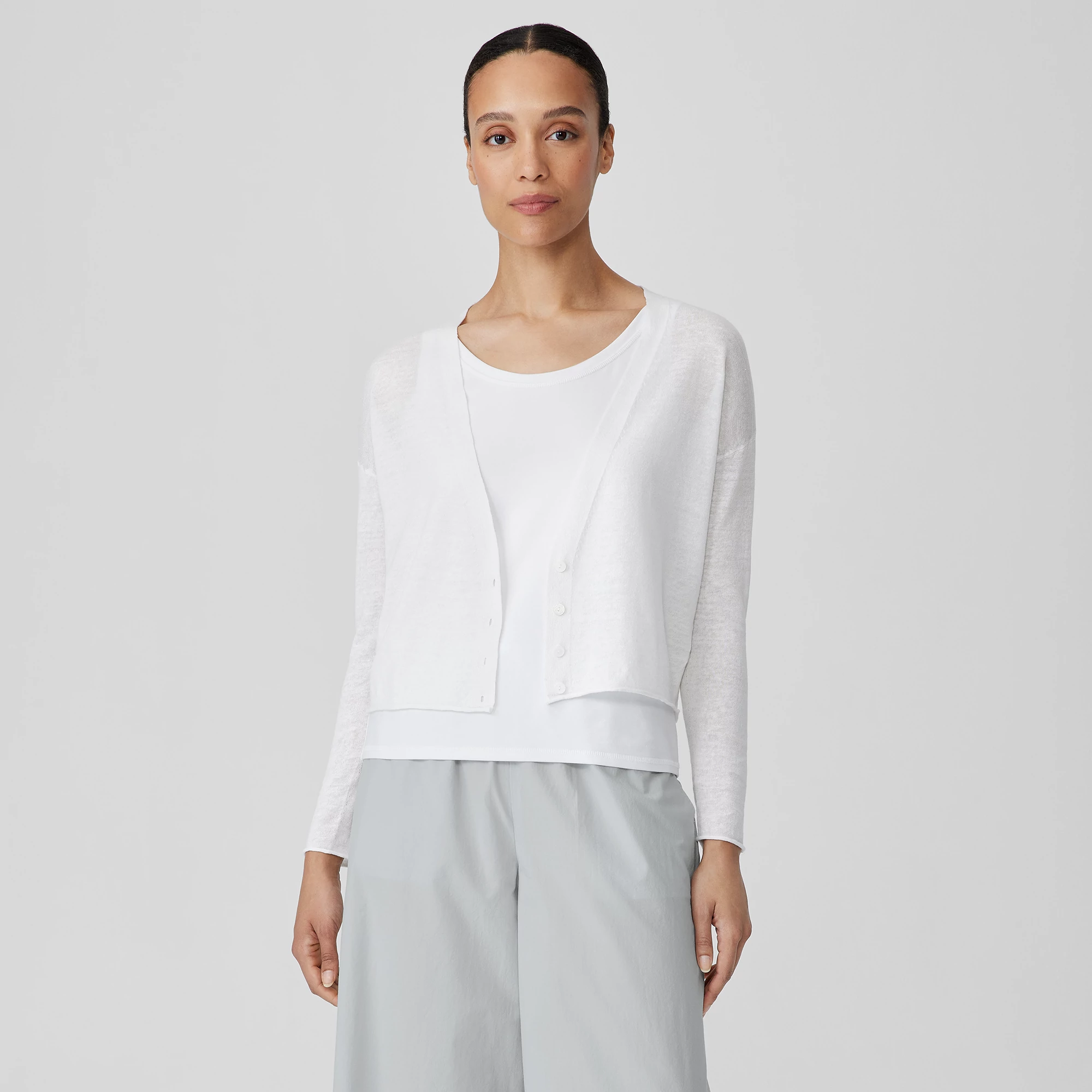 Organic Linen Cotton Cropped Cardigan