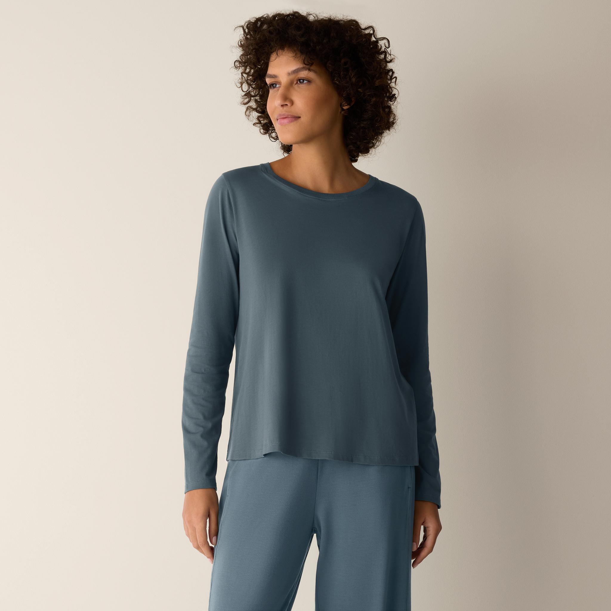 Organic Pima Cotton Jersey Long-Sleeve Tee from EILEEN FISHER - $71.20