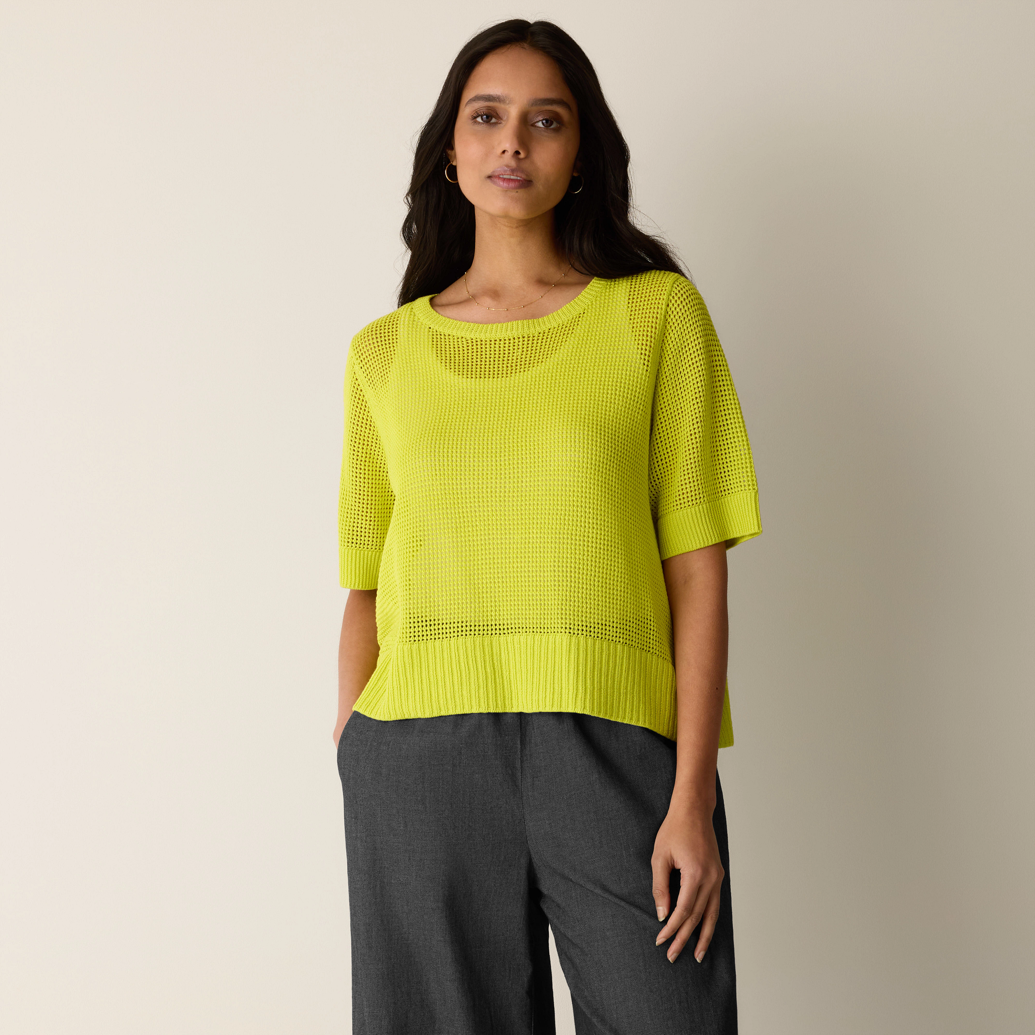 Organic Linen Cotton Round Neck Top from EILEEN FISHER - $238
