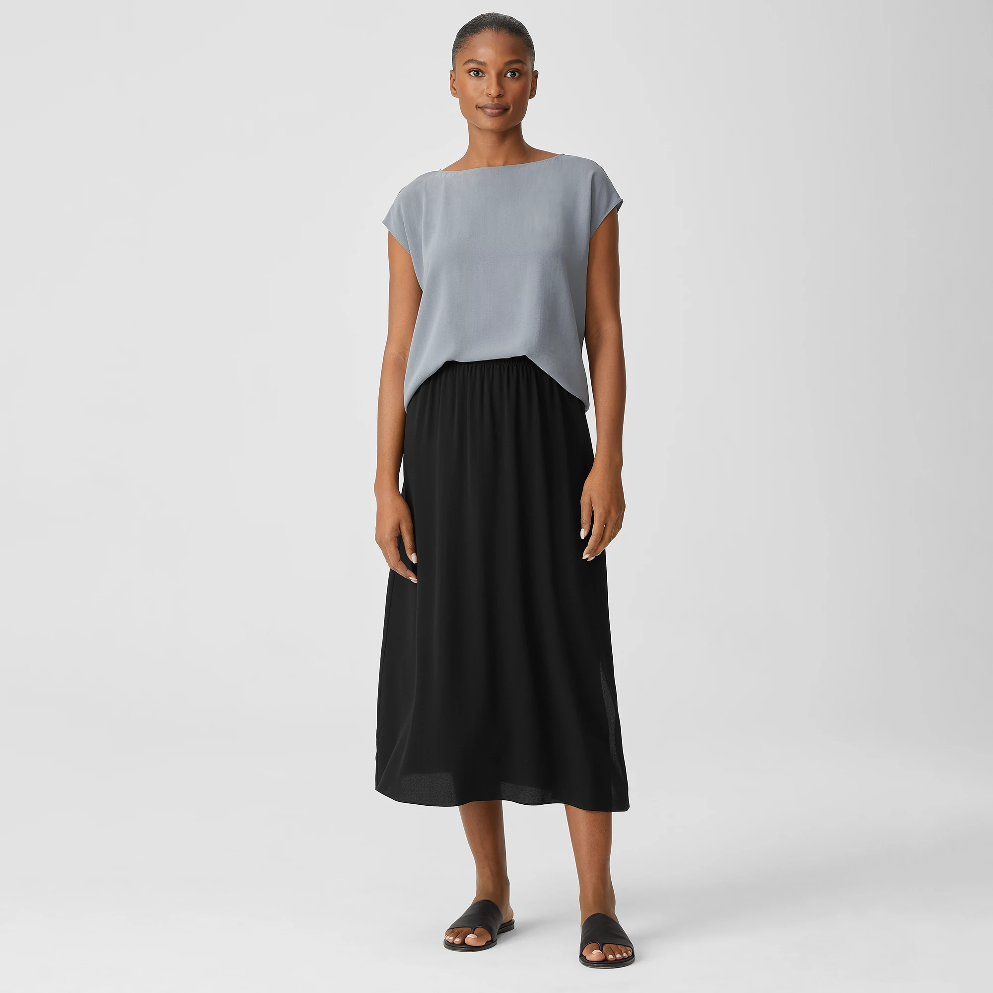 Silk Georgette Flared Skirt | EILEEN FISHER