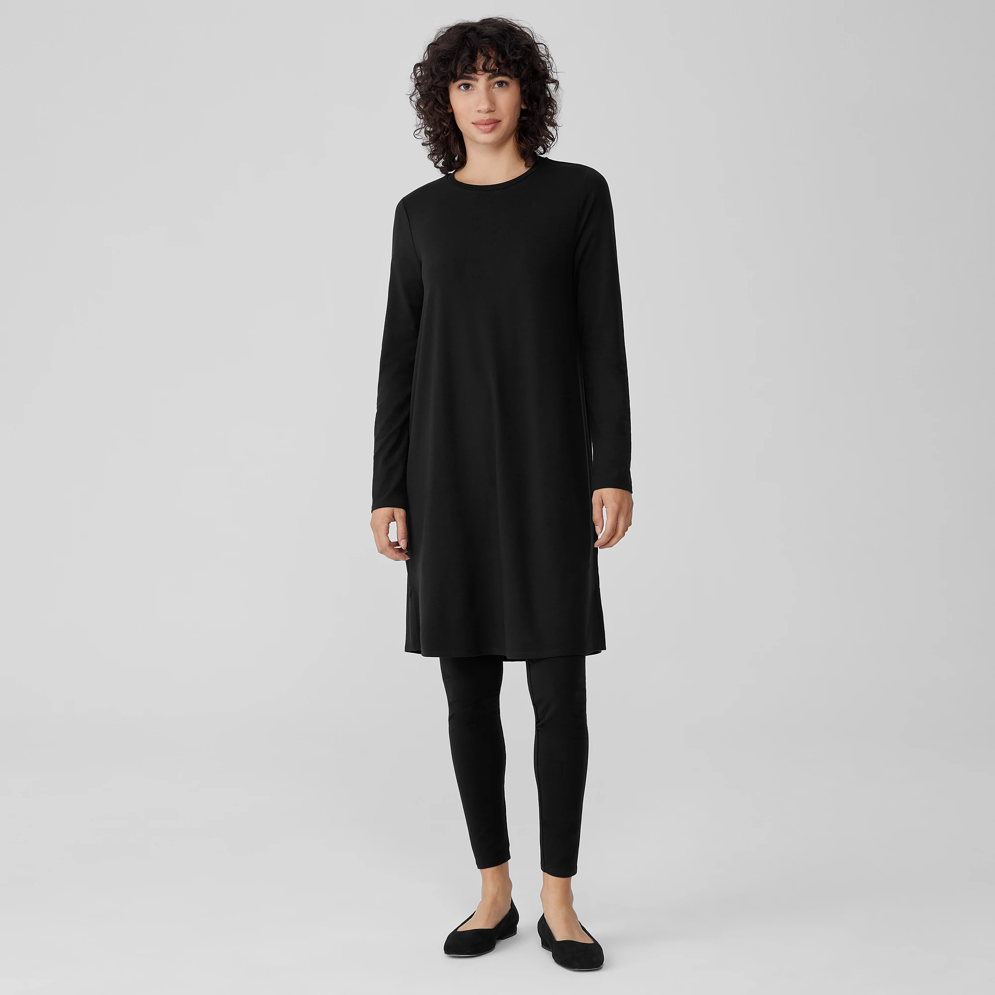 Stretch Jersey Knit Crew Neck Dress EILEEN FISHER