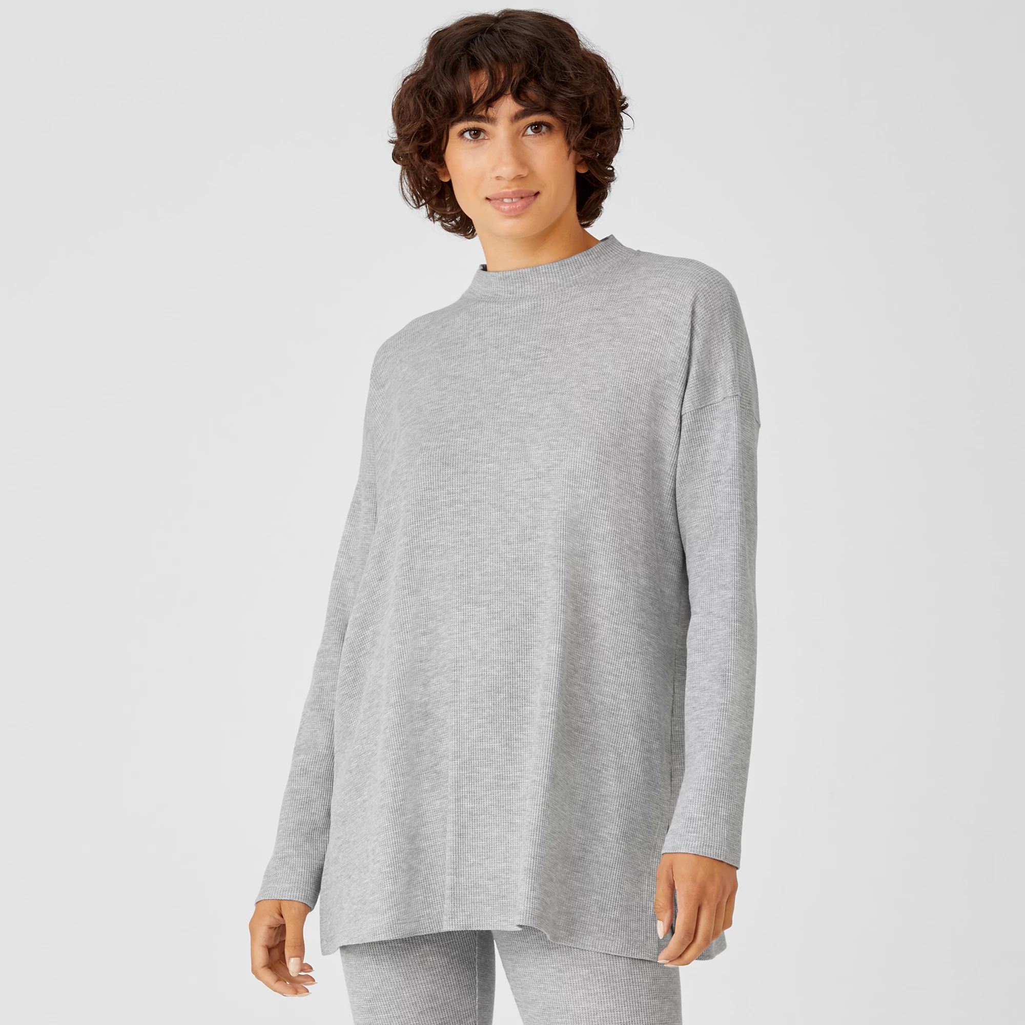 Cozy Waffle Knit Mock Neck Top