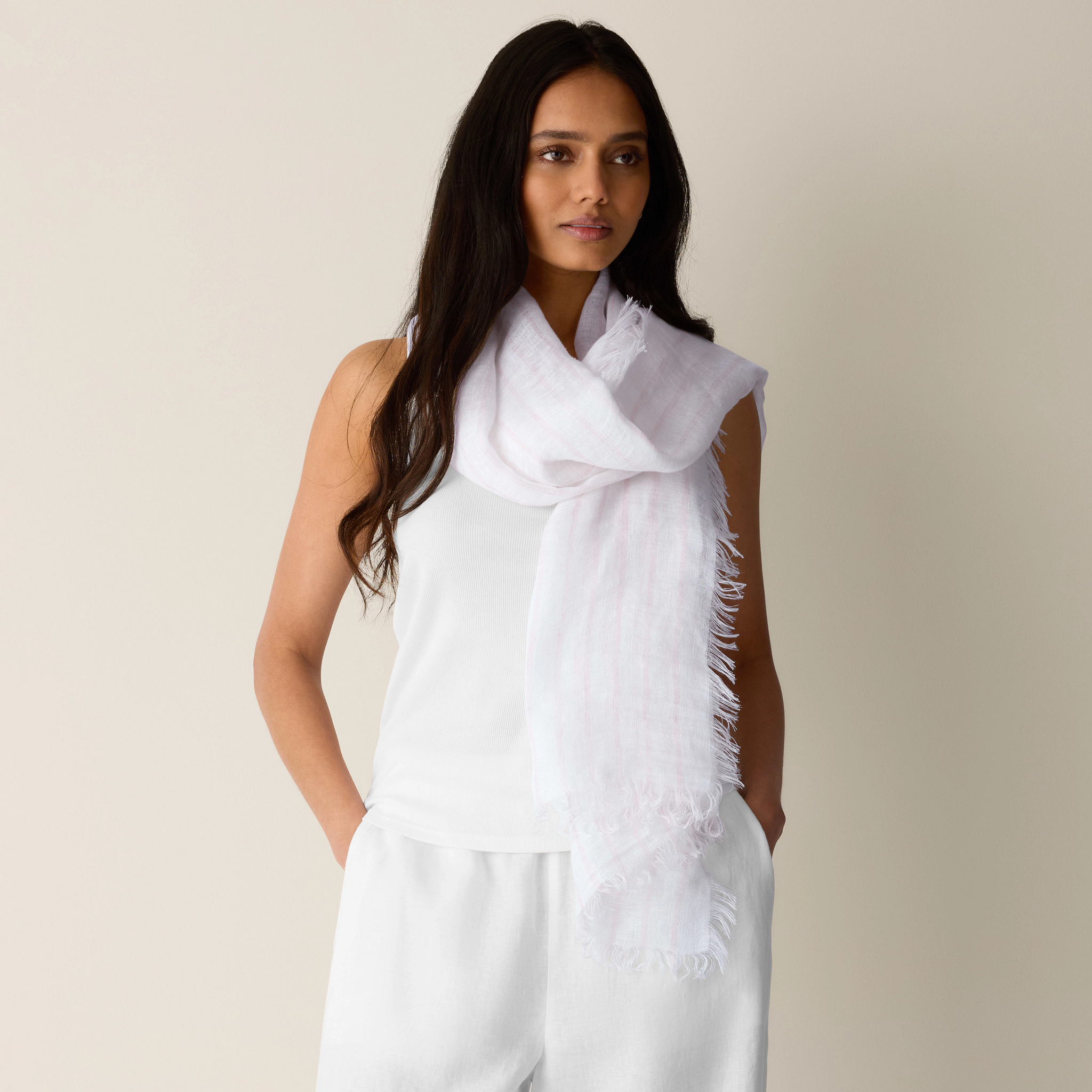 Striped Organic Linen Scarf from EILEEN FISHER - $148