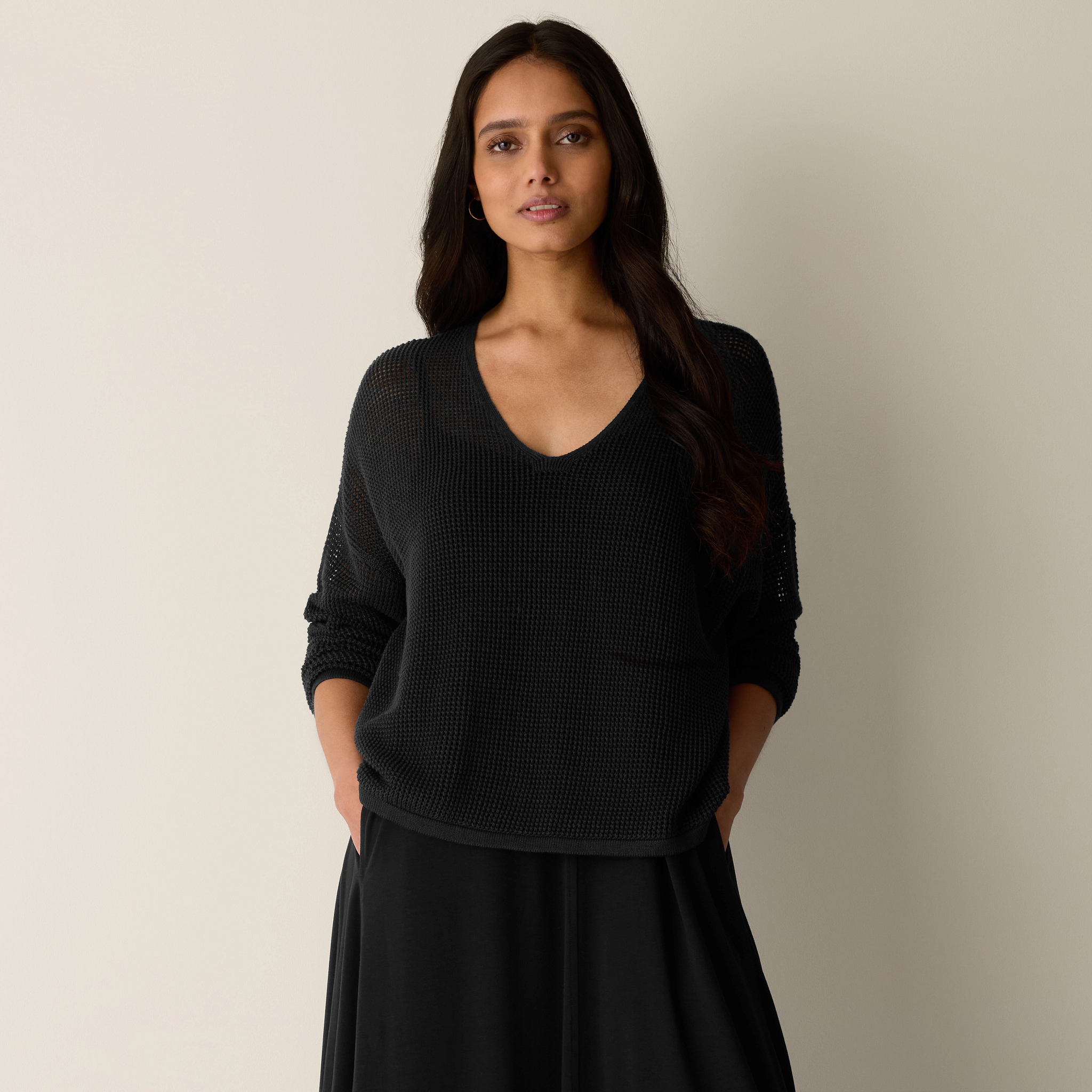 Organic Linen Cotton V-Neck Box-Top from EILEEN FISHER - $268
