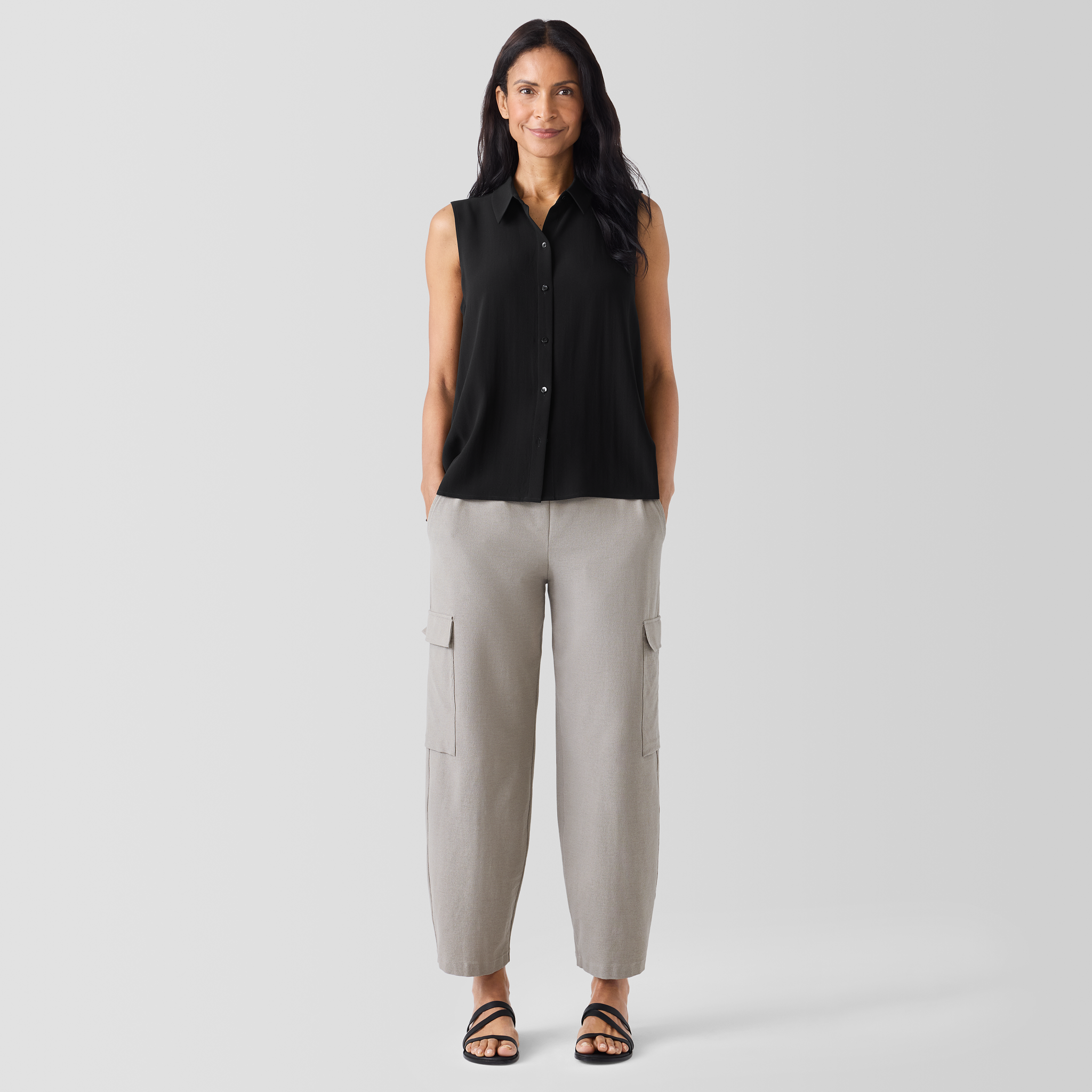 Silk Georgette Crepe Wide-Leg Pant | EILEEN FISHER