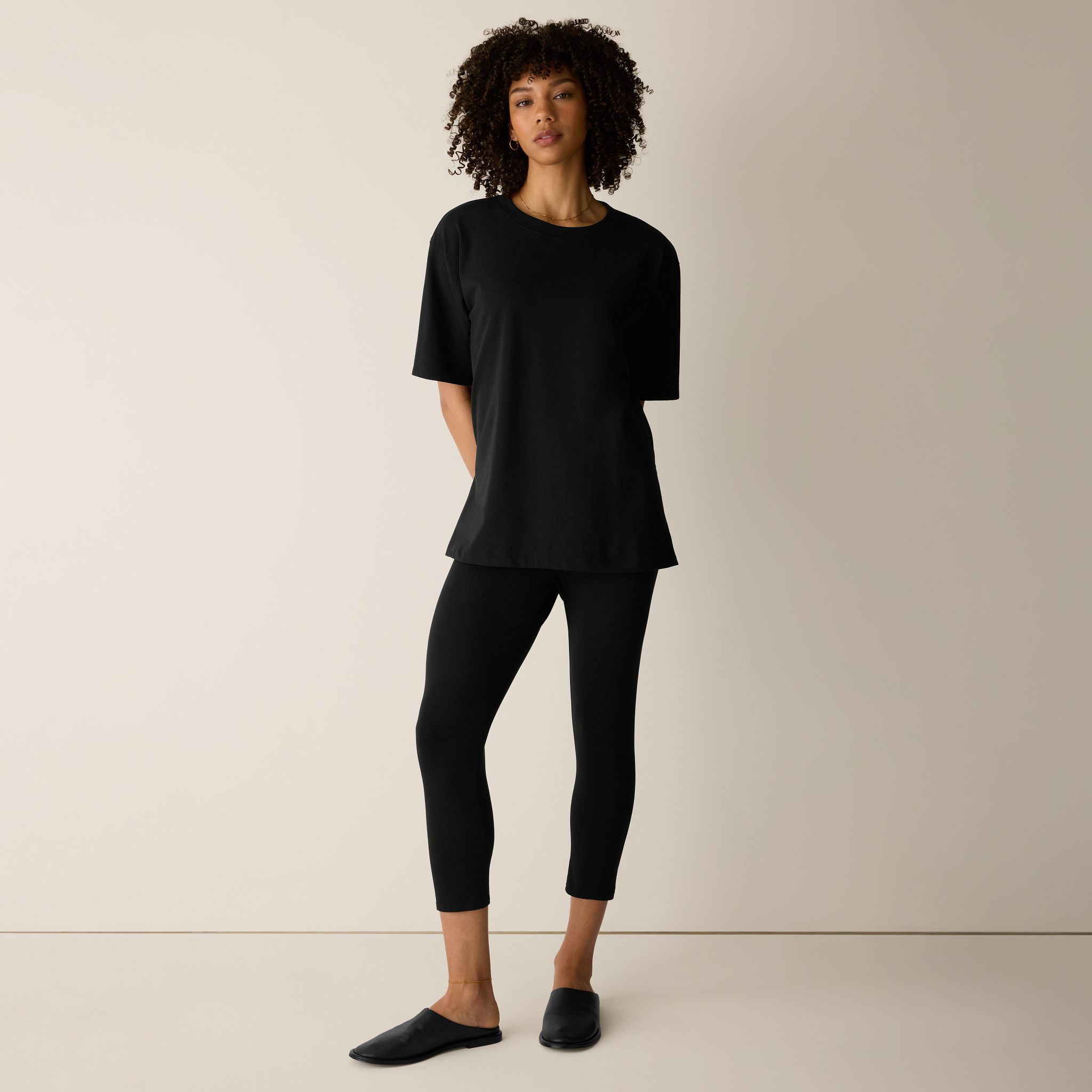Pima Cotton Stretch Jersey Capri Leggings