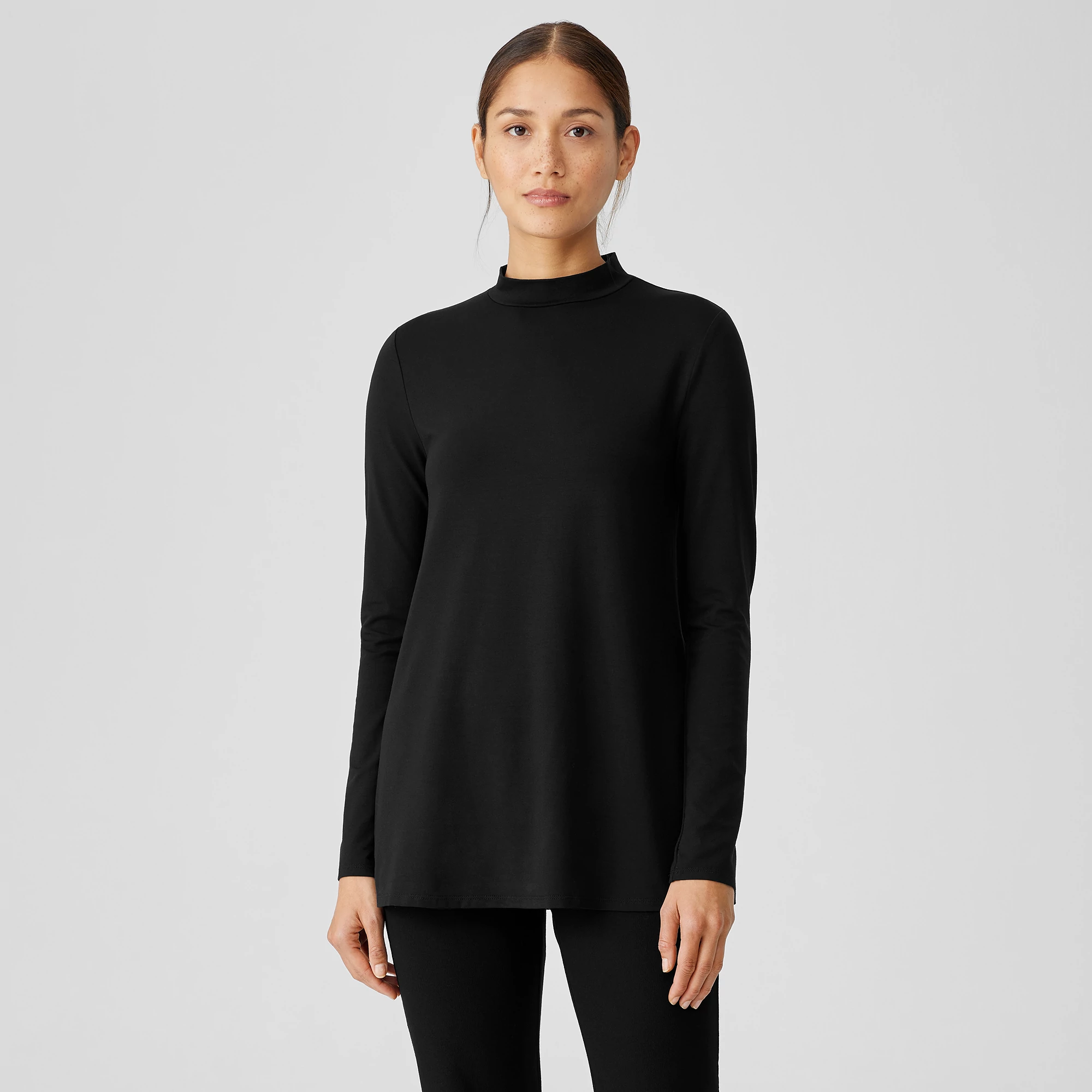 Stretch Jersey Knit Mock Neck Top | EILEEN FISHER
