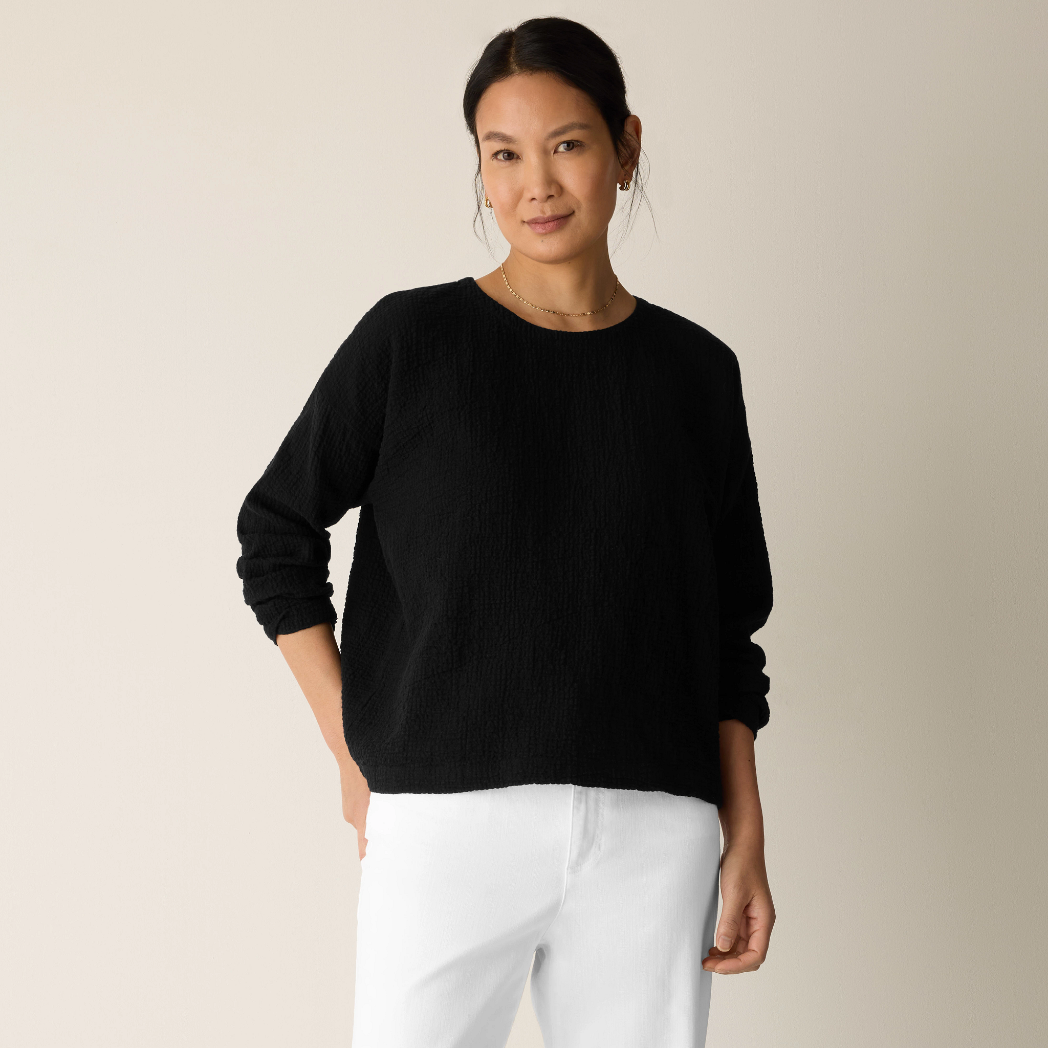 Organic Cotton Doubleweave Round Neck Box-Top from EILEEN FISHER - $148