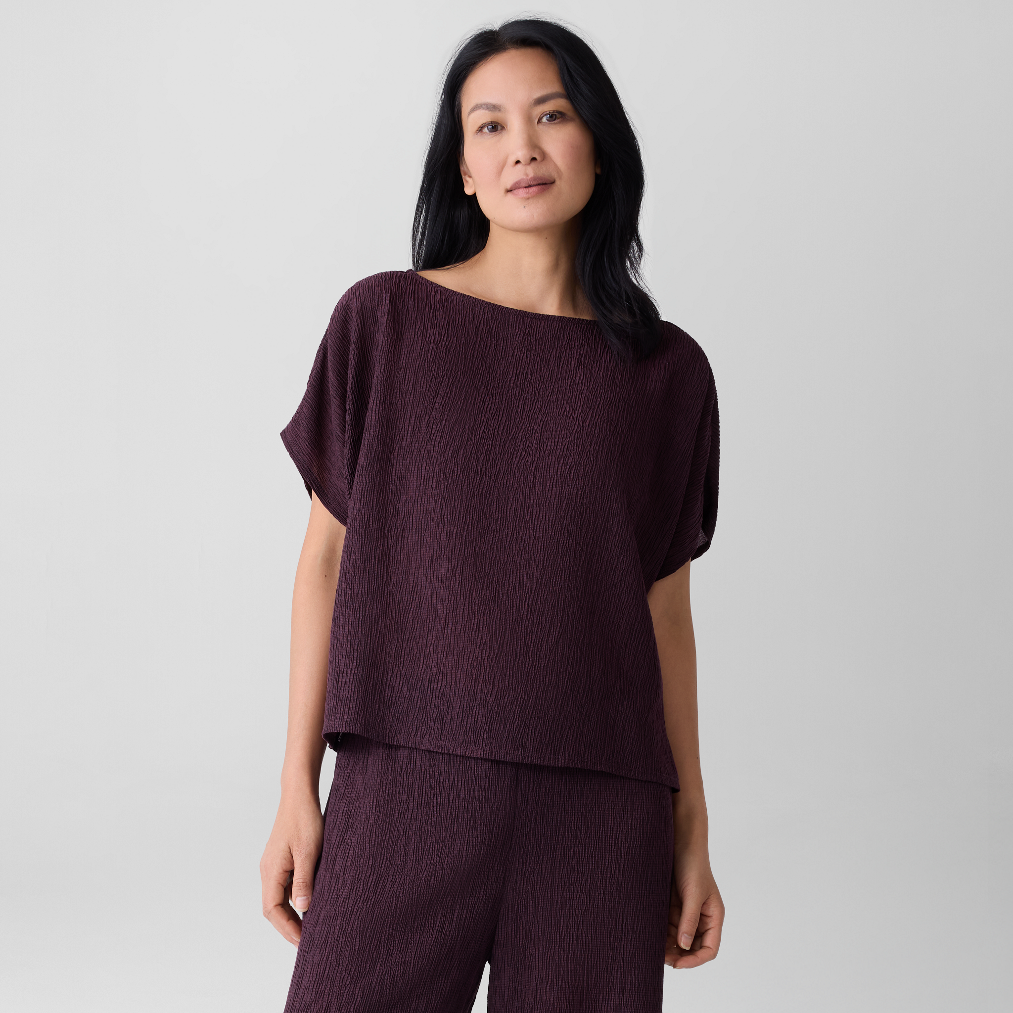 Woven Plissé Dolman Sleeve Top from EILEEN FISHER - $111.20