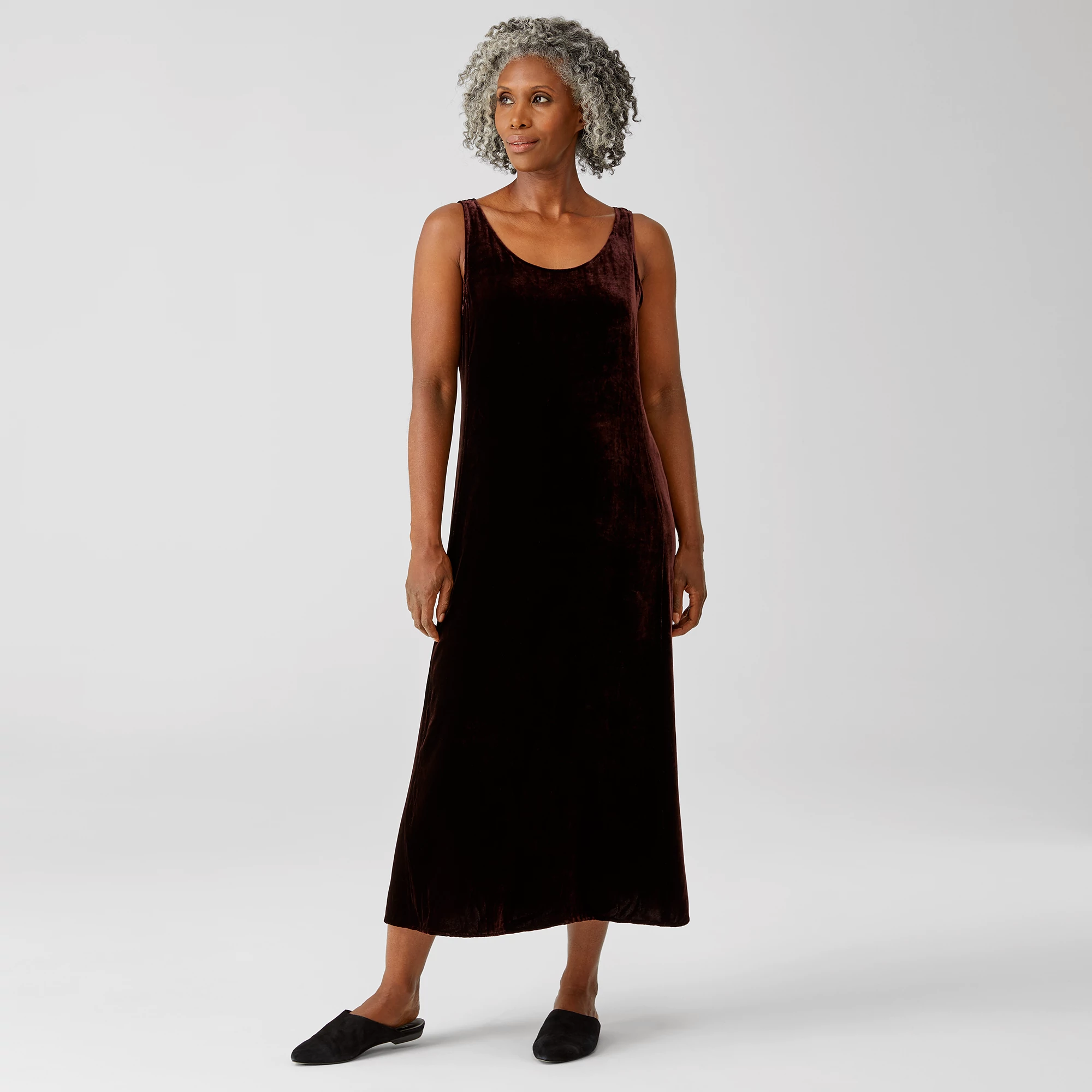 Velvet Scoop Neck Dress EILEEN FISHER