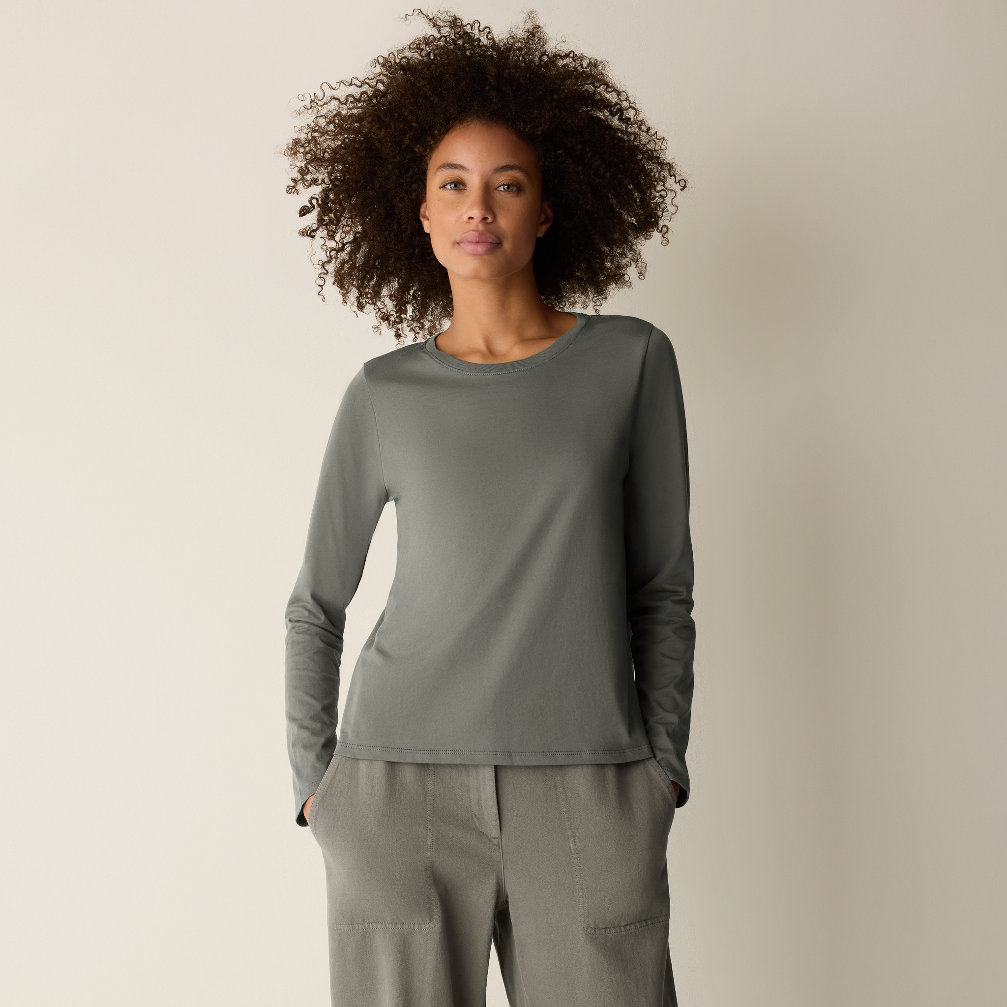 Organic Pima Cotton Jersey Long-Sleeve Tee from EILEEN FISHER - $71.20