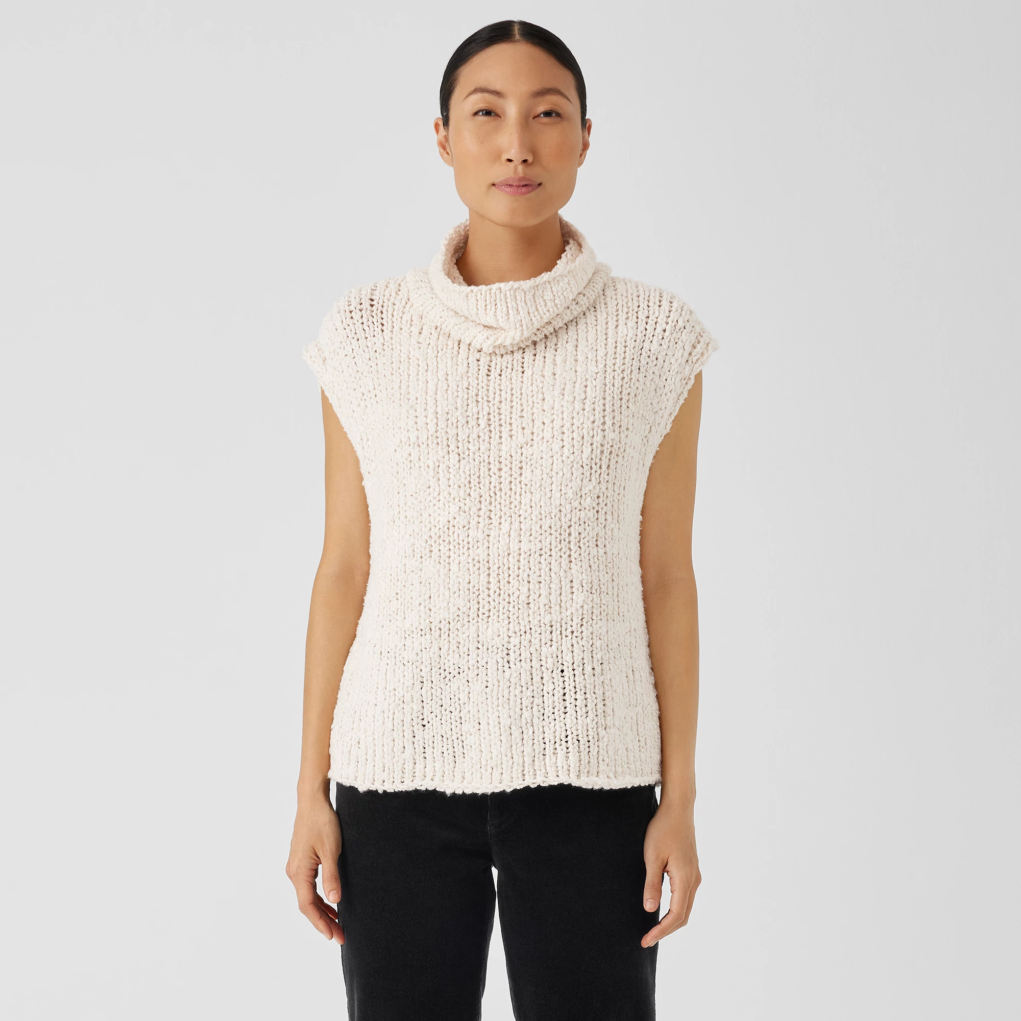 Peruvian Organic Cotton Lofty Slub Turtleneck Top | EILEEN FISHER