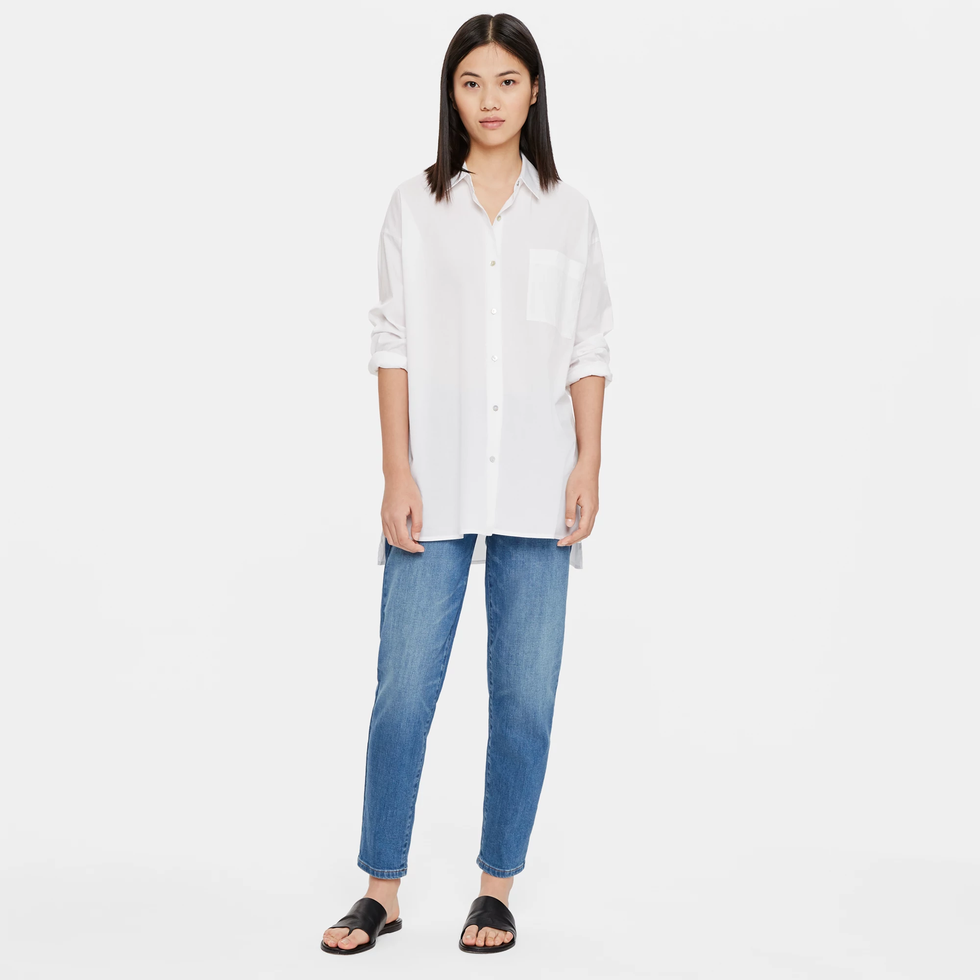 Organic Cotton Denim Tapered Ankle Jean | EILEEN FISHER