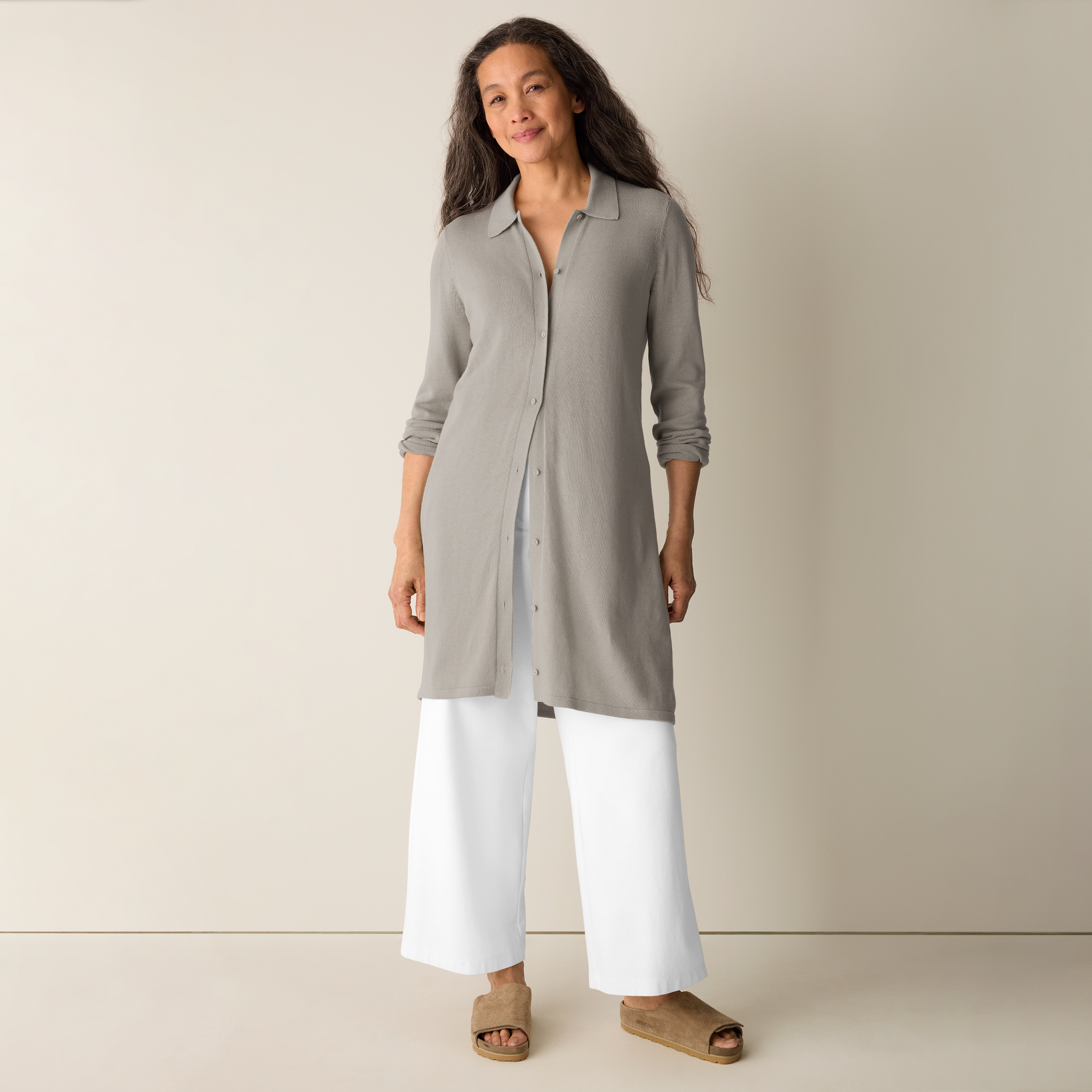 Peruvian Cotton Blend Long Cardigan