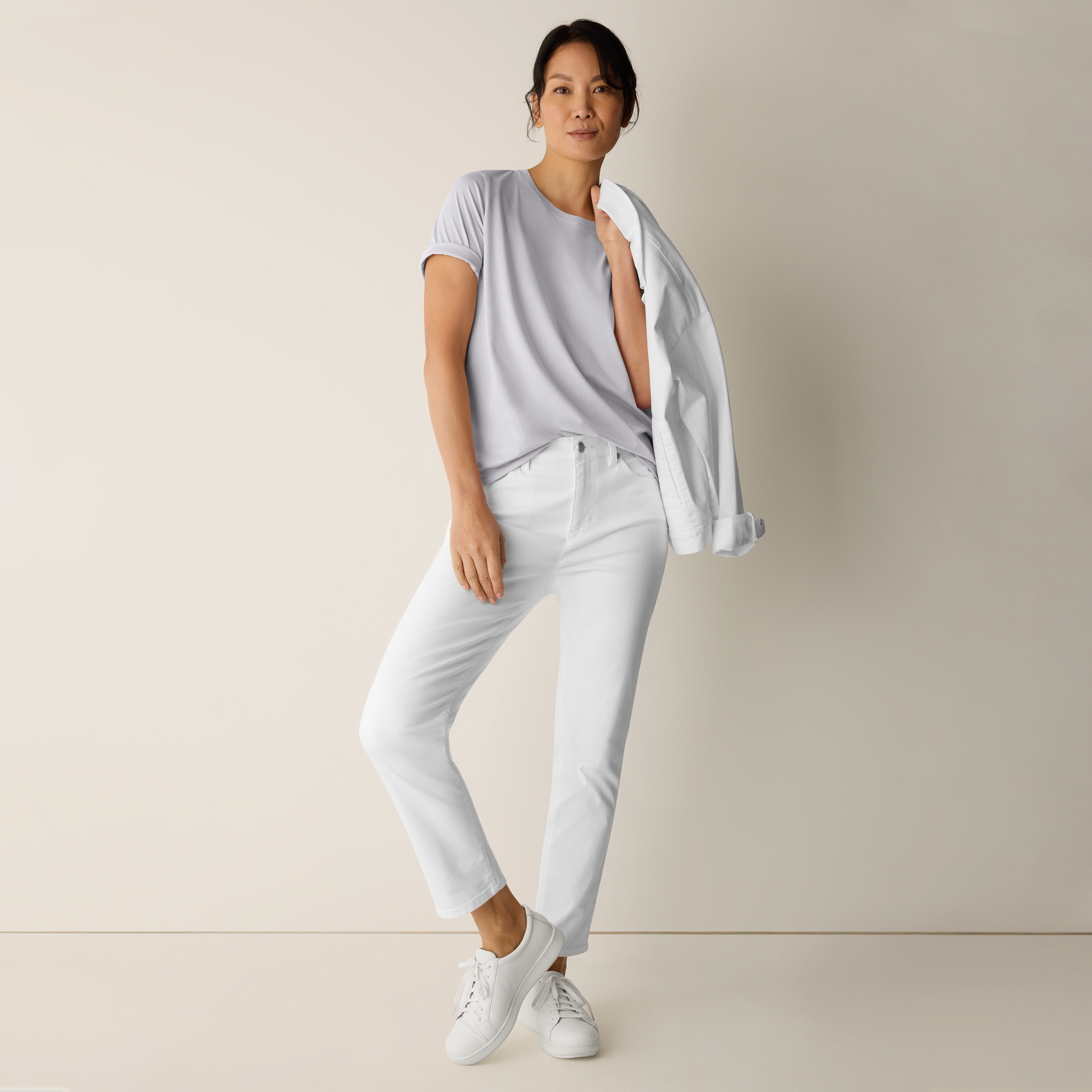 Organic Pima Cotton Jersey Round Neck Tee from EILEEN FISHER - $88