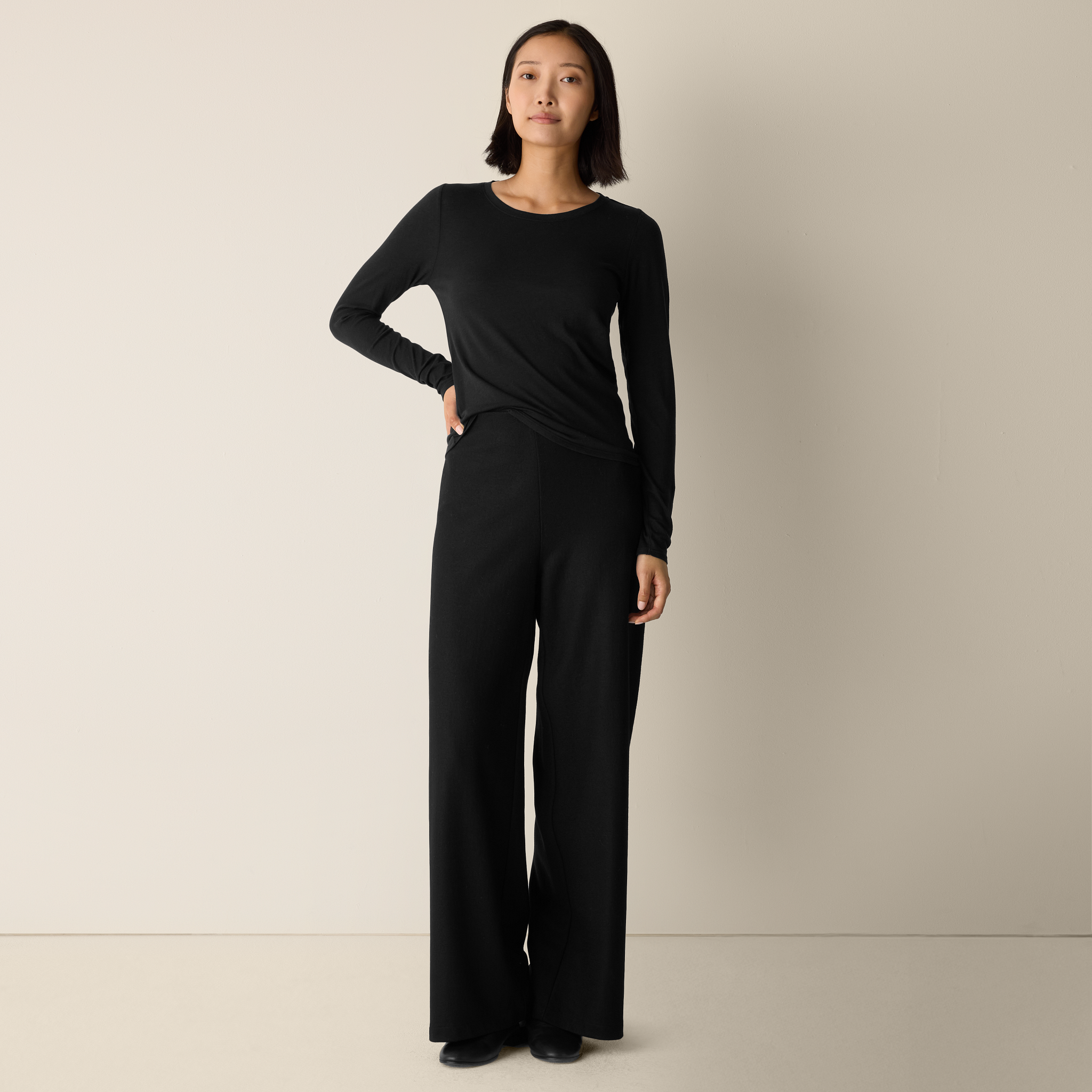 Sheer Cotton Blend Knit Round Neck Tee from EILEEN FISHER - $103.20