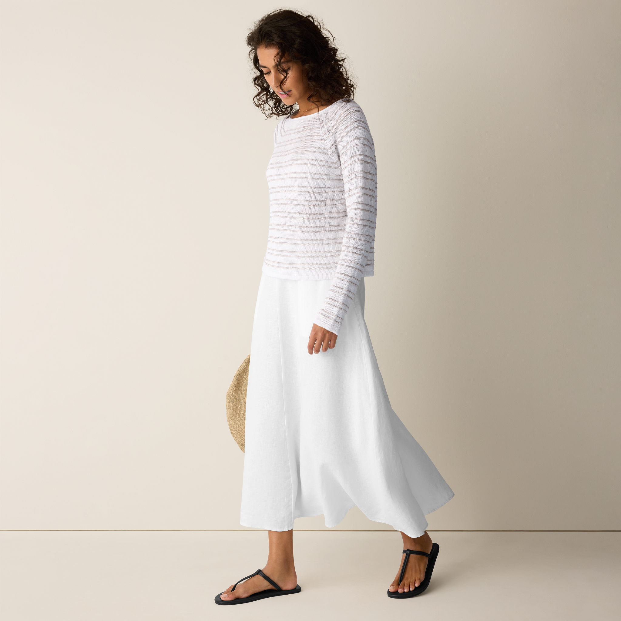 Organic Linen Half-Circle Skirt from EILEEN FISHER - $188