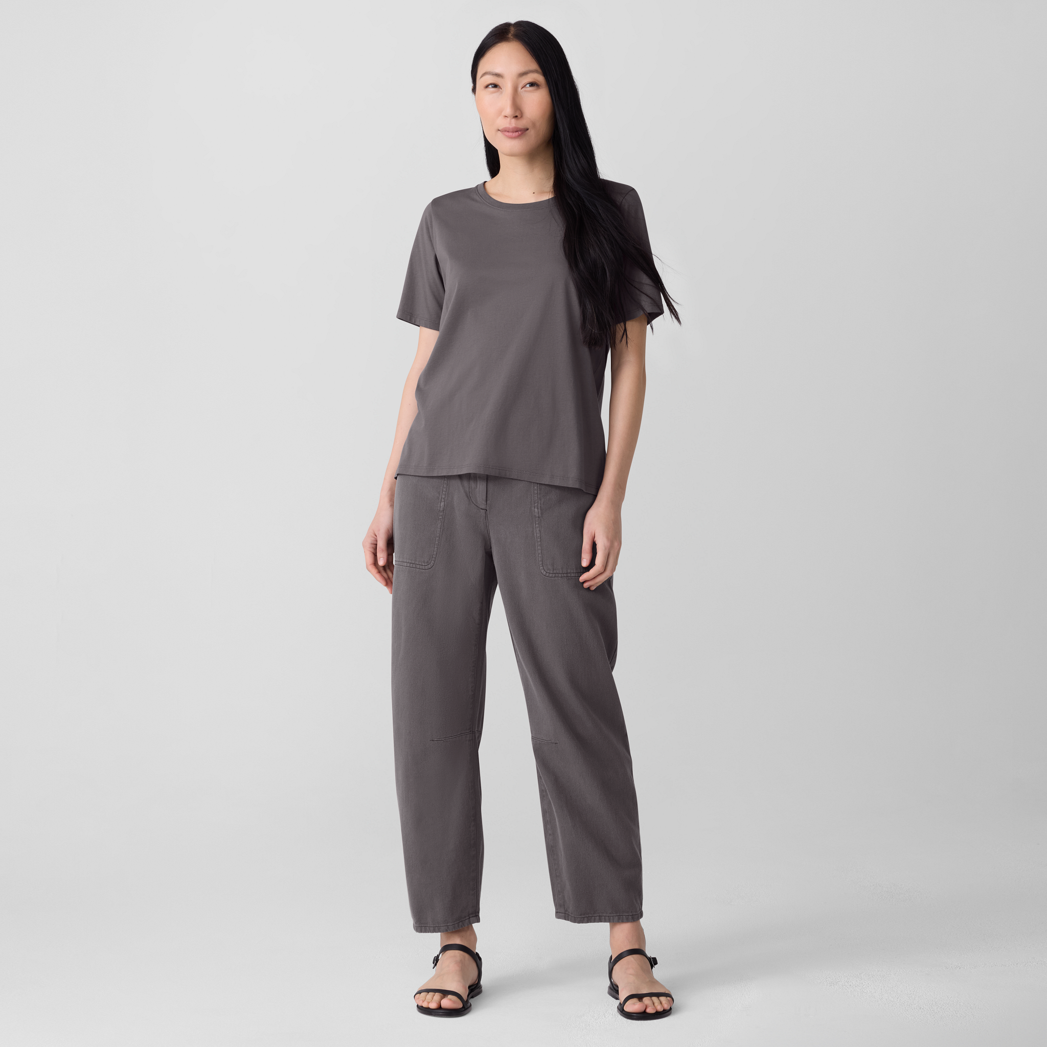 Organic Pima Cotton Jersey Round Neck Tee | EILEEN FISHER