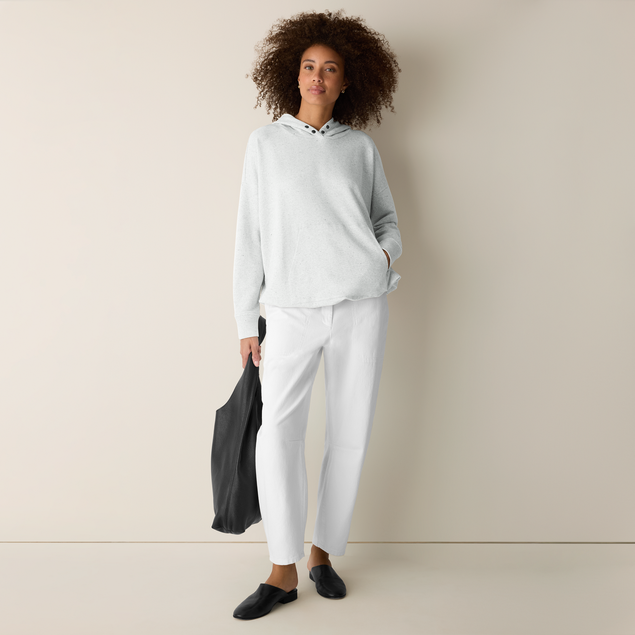 Heathered Fleece Hooded Long Top from EILEEN FISHER - $228