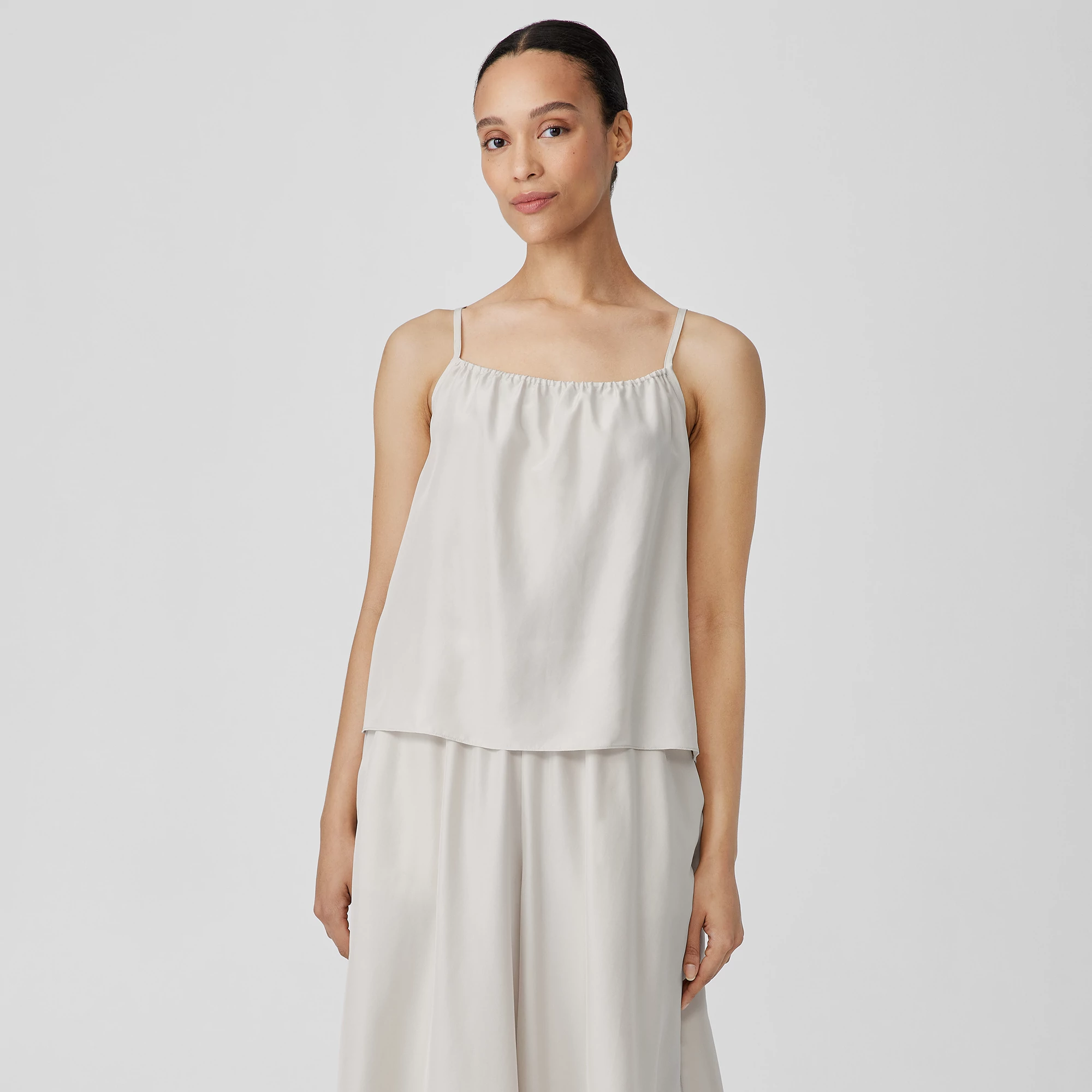 eileen fisher washed silk cami dress Eileen Fisher Smocked Silk Dress