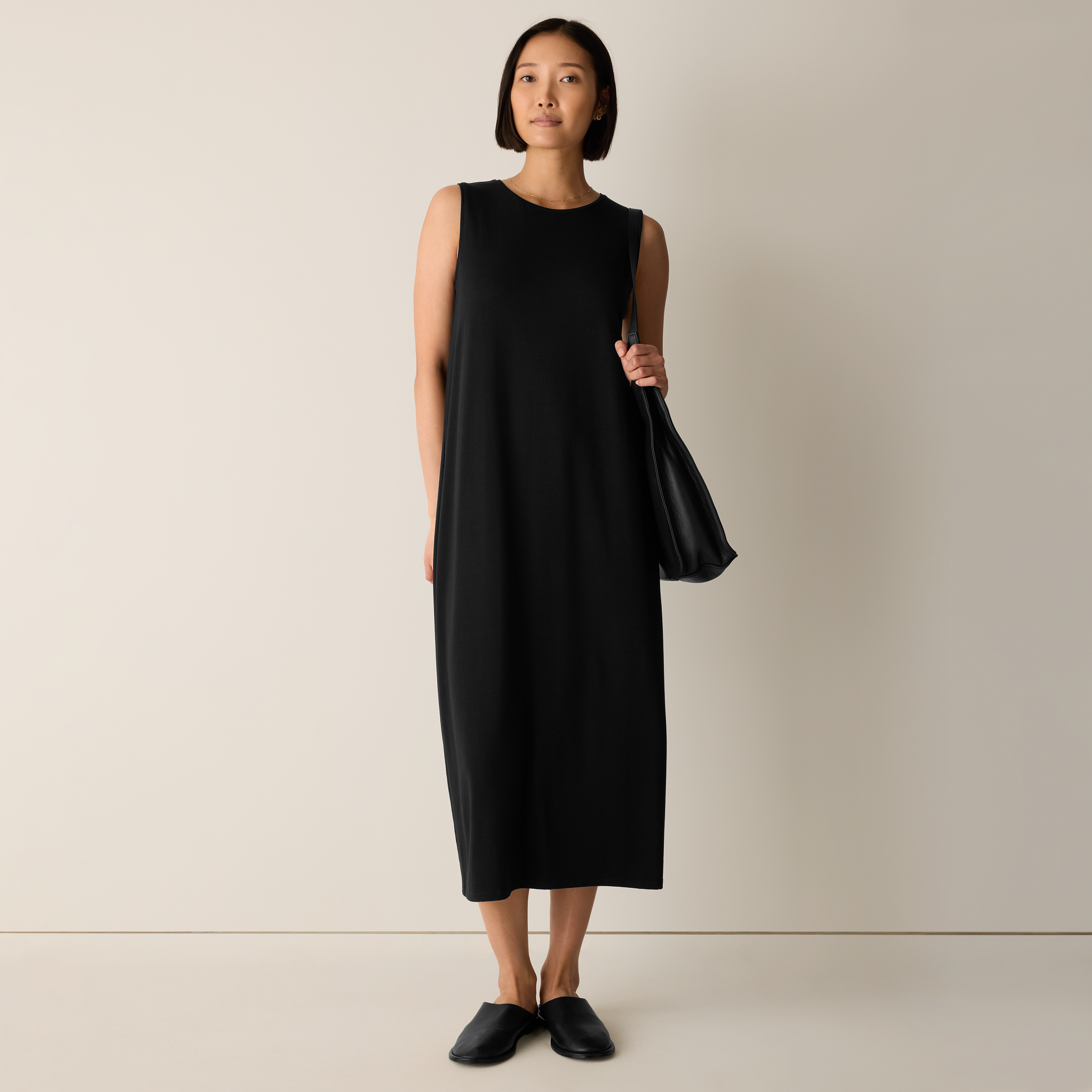 Stretch Jersey Knit Round Neck Dress from EILEEN FISHER - $188