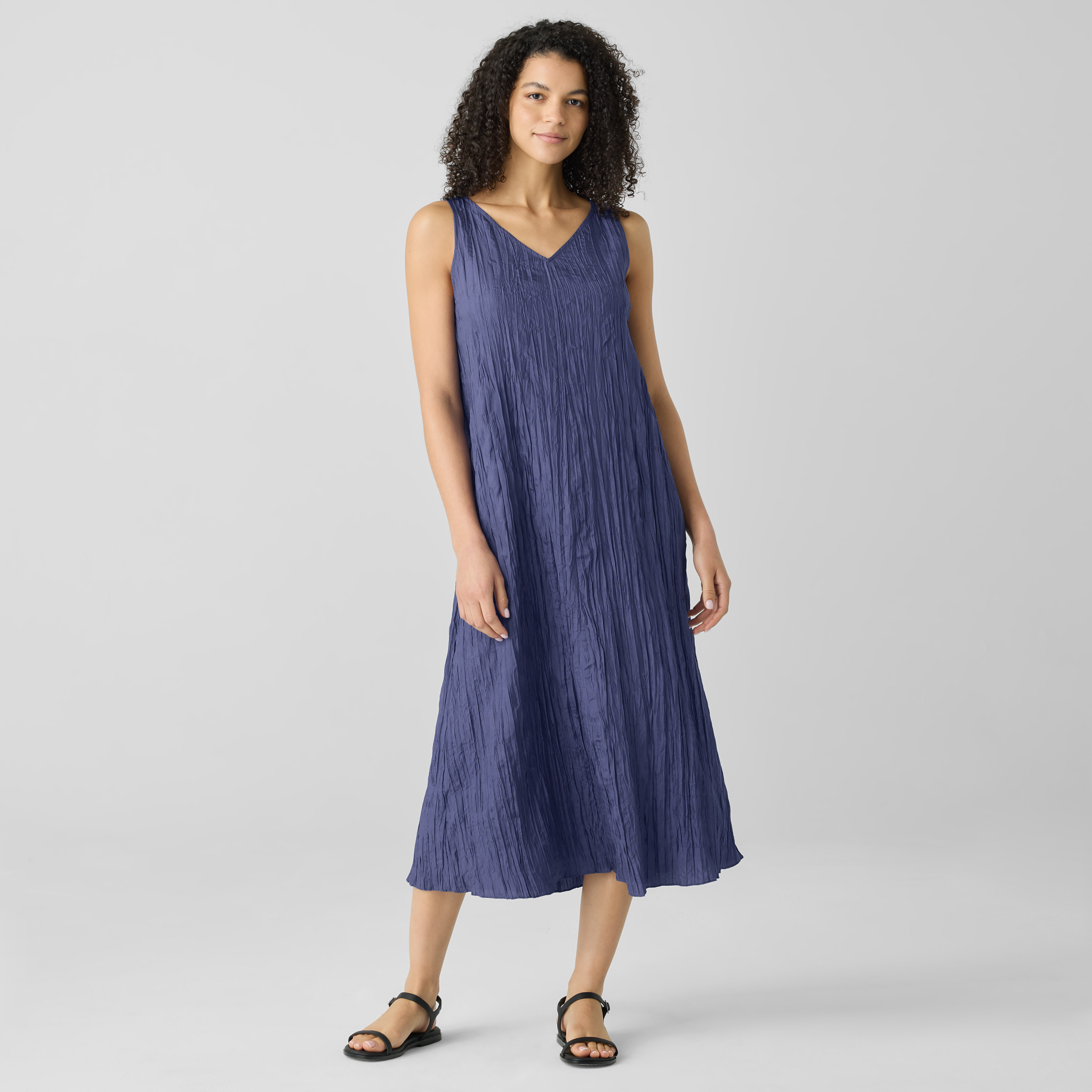 Crushed Silk V-Neck Dress from EILEEN FISHER - $231.20 (20% off)