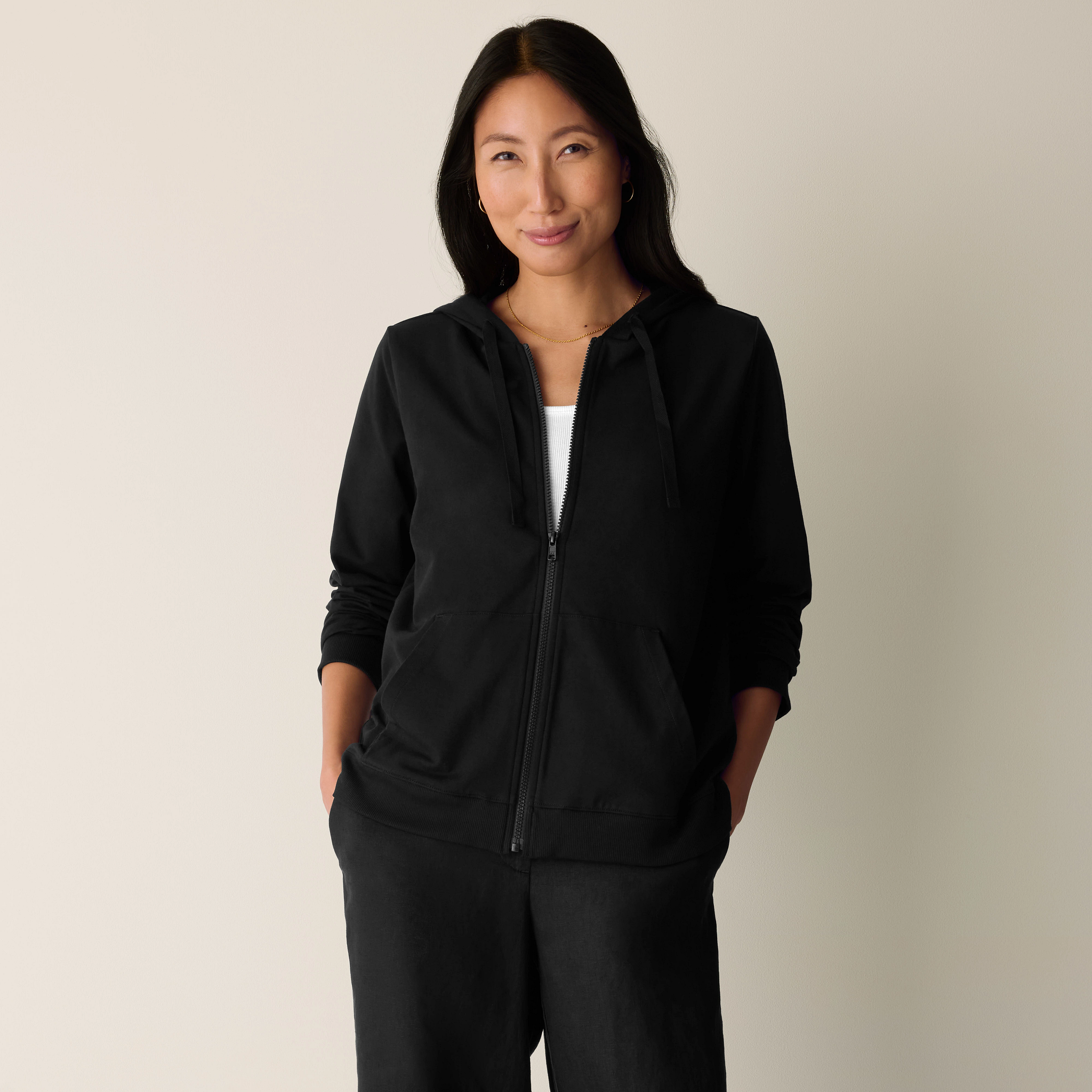 Pima Cotton Stretch Jersey Hooded Jacket from EILEEN FISHER - $228