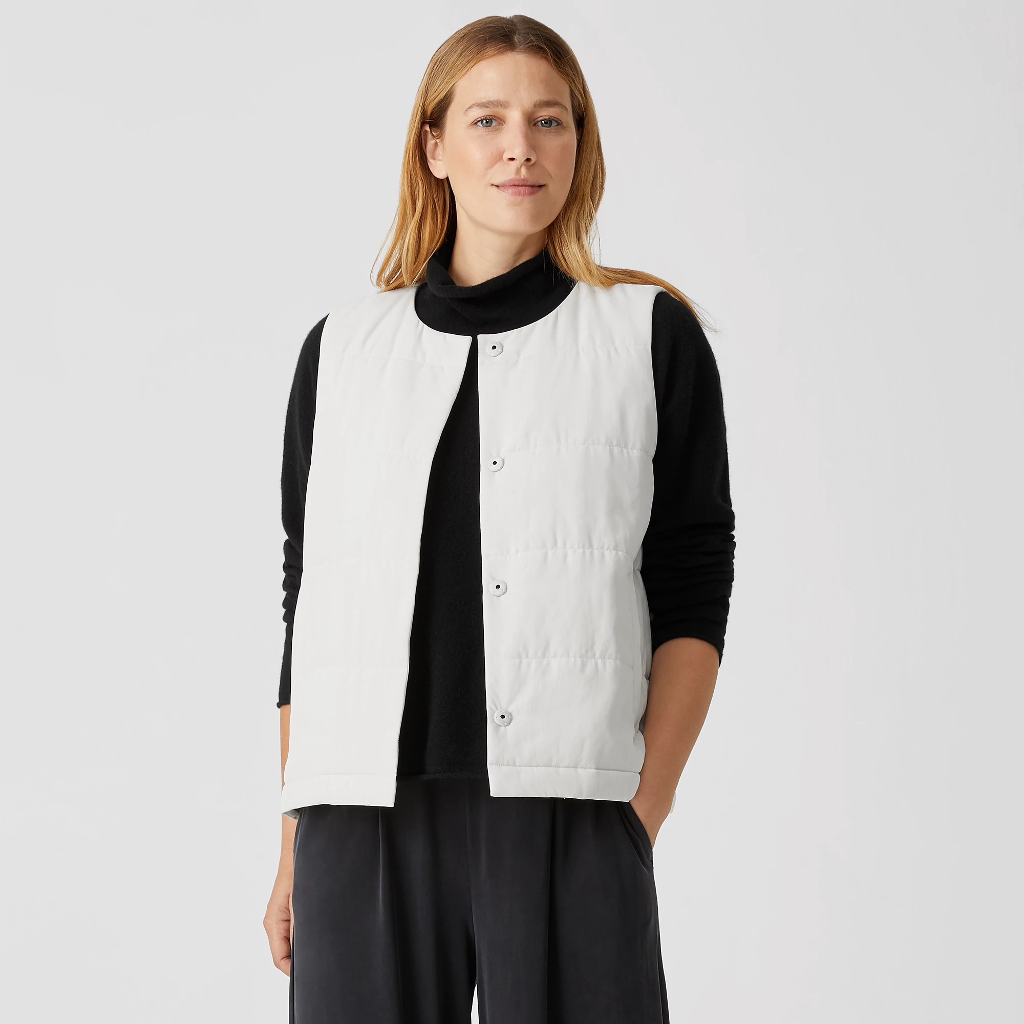 Fuji Silk Quilted Vest | EILEEN FISHER