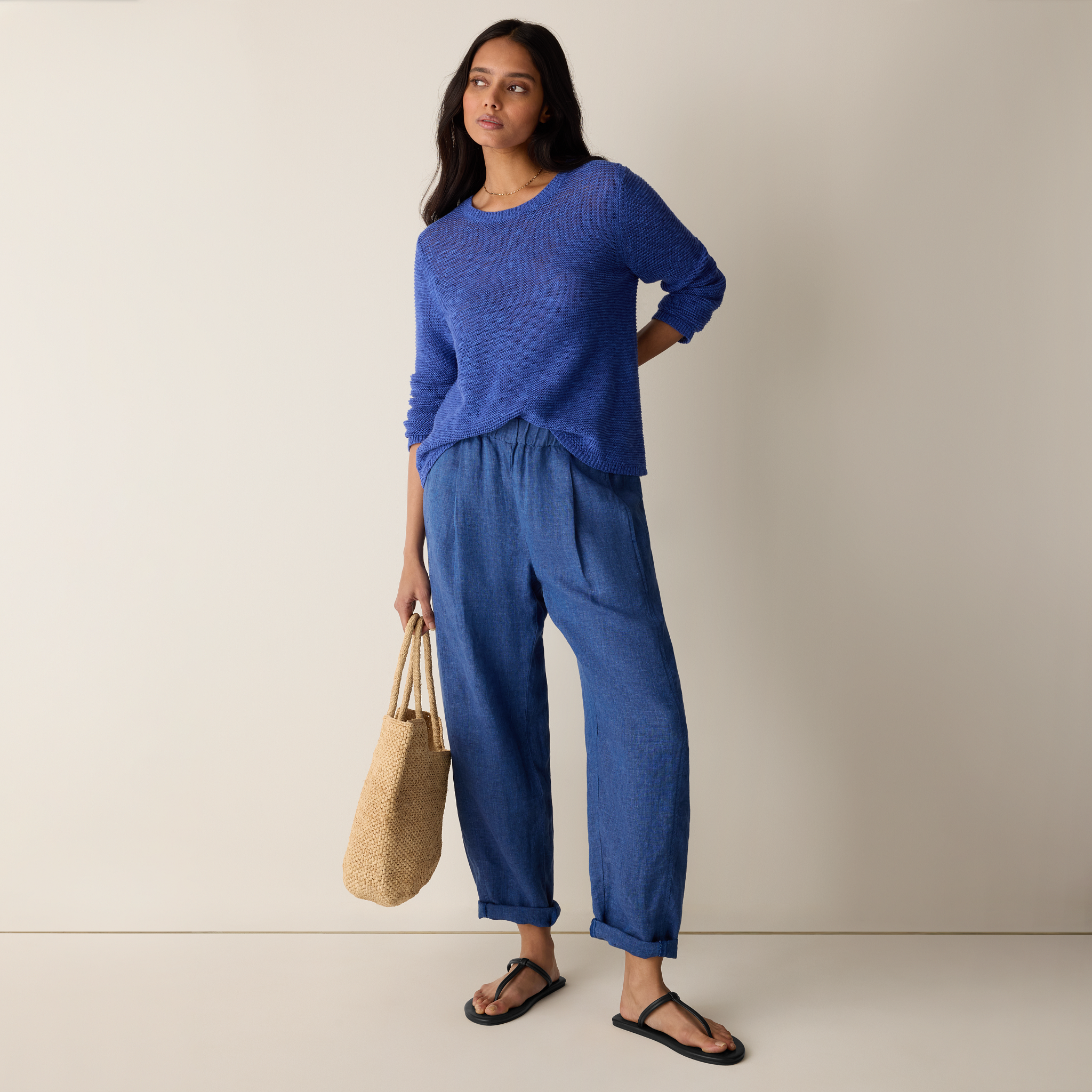 Washed Organic Linen Délavé Lantern Pant