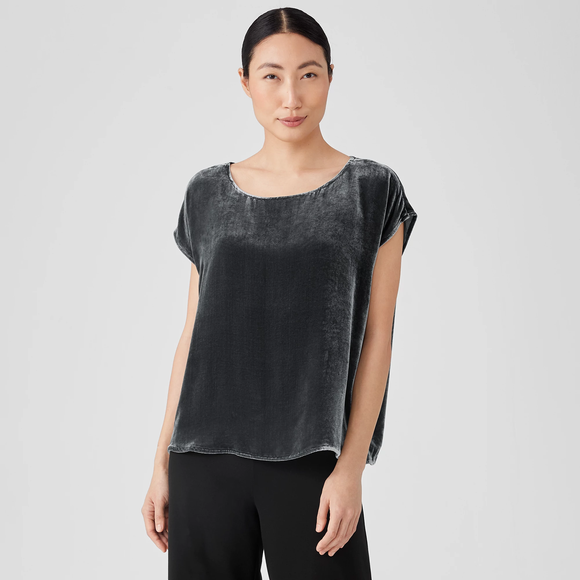 Velvet Ballet Neck Square Top EILEEN FISHER