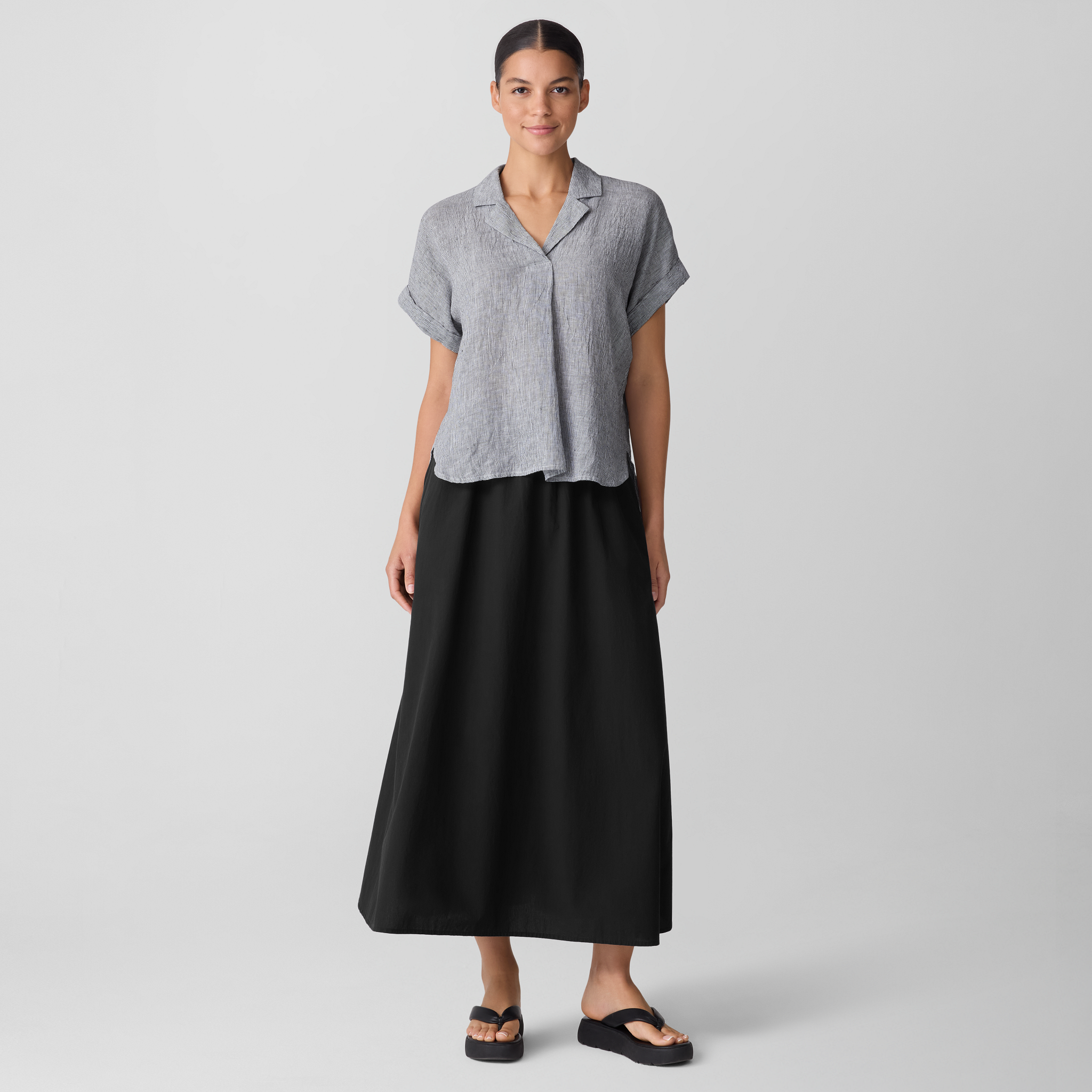 Washed Organic Cotton Poplin A-Line Skirt from EILEEN FISHER - $119.20