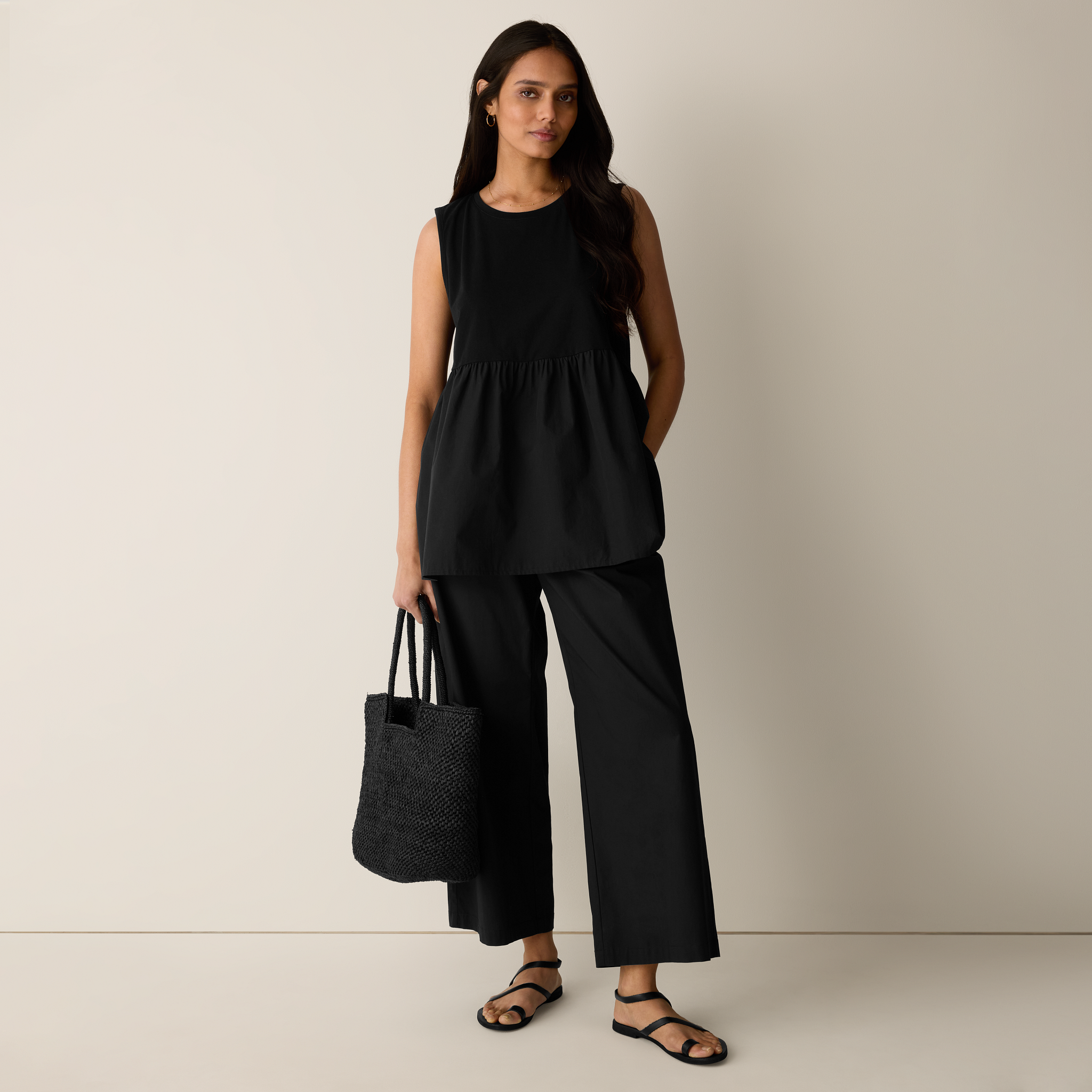 Stretch Organic Cotton Poplin Wide-Leg Pant from EILEEN FISHER - $178