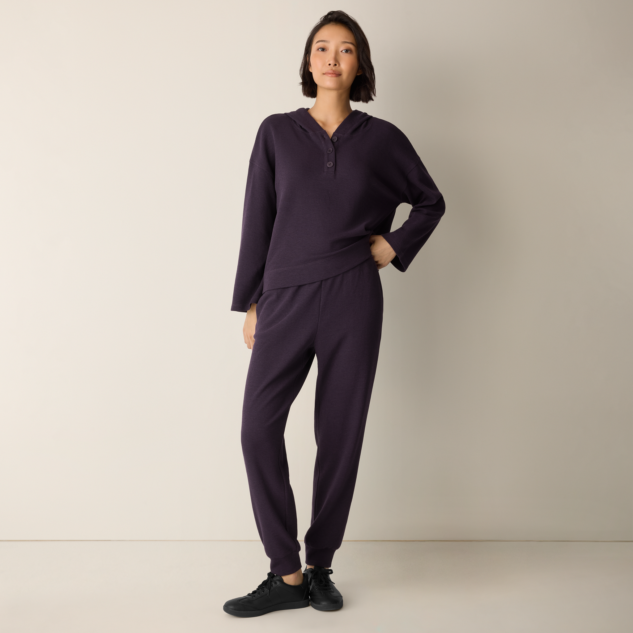 Waffle Cotton Blend Doubleknit Jogger Pant