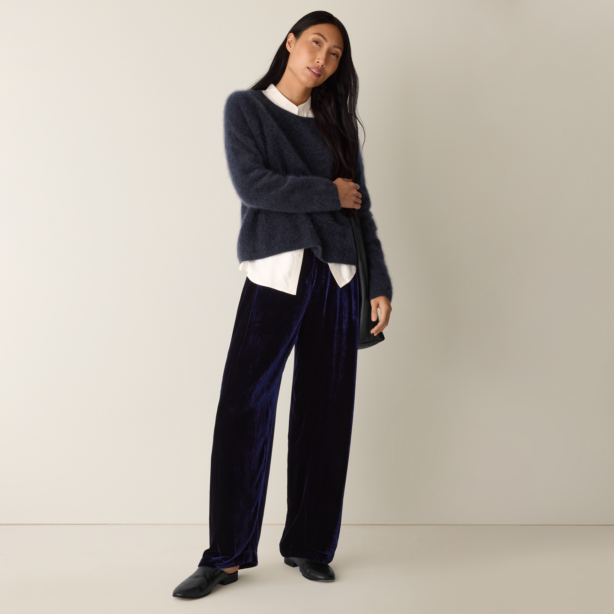Velvet Pleated Straight Pant