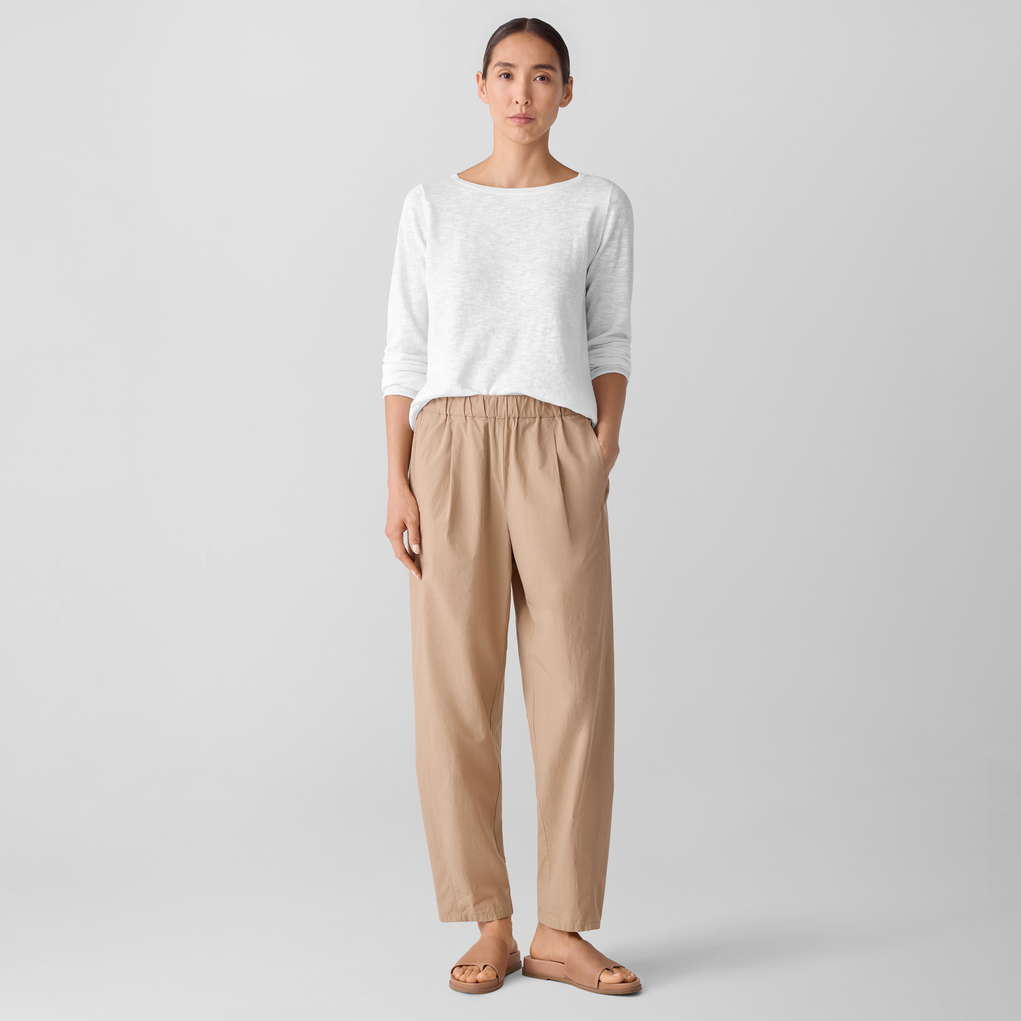 Washed Organic Cotton Poplin Lantern Pant | EILEEN FISHER