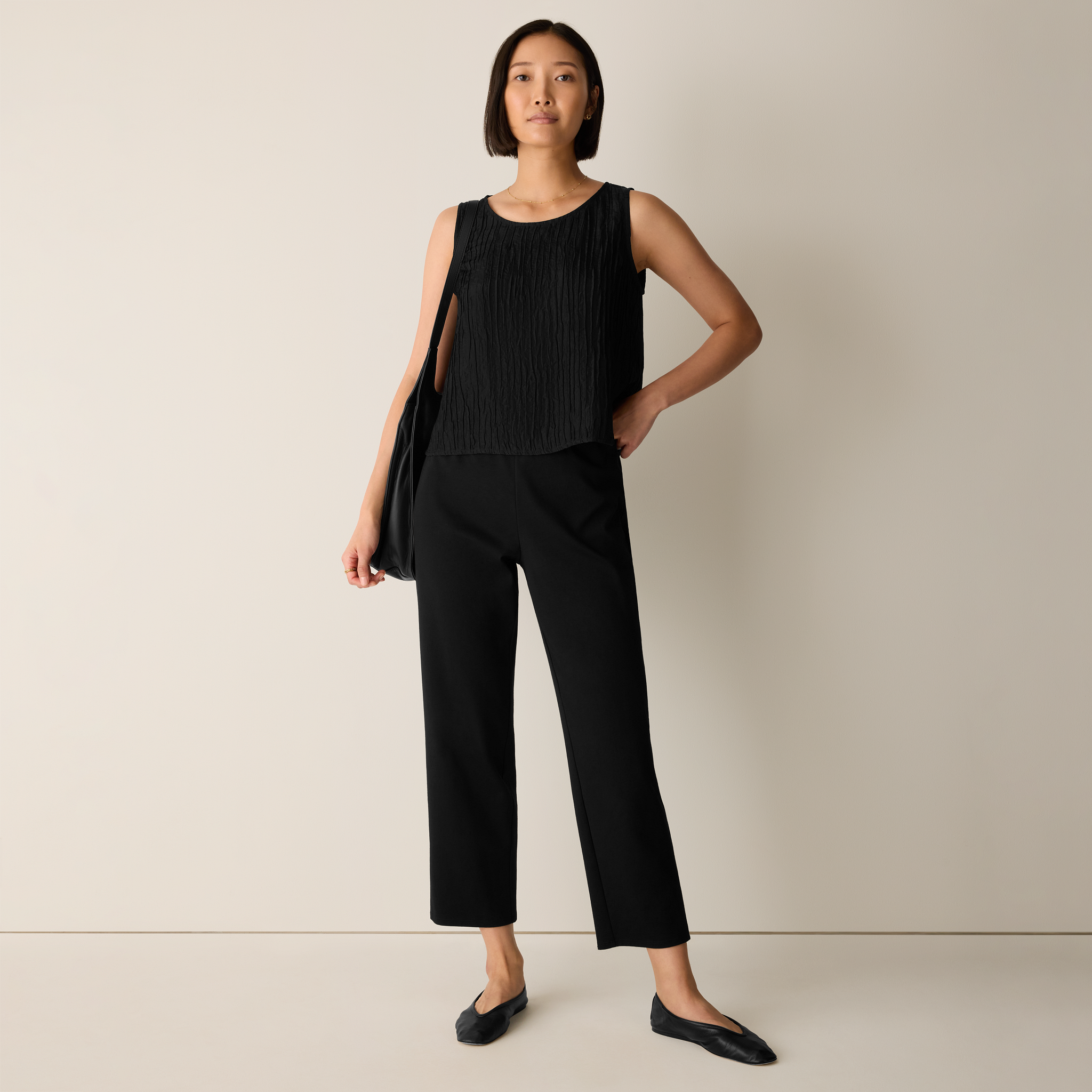 Cotton Blend Ponte Straight Pant