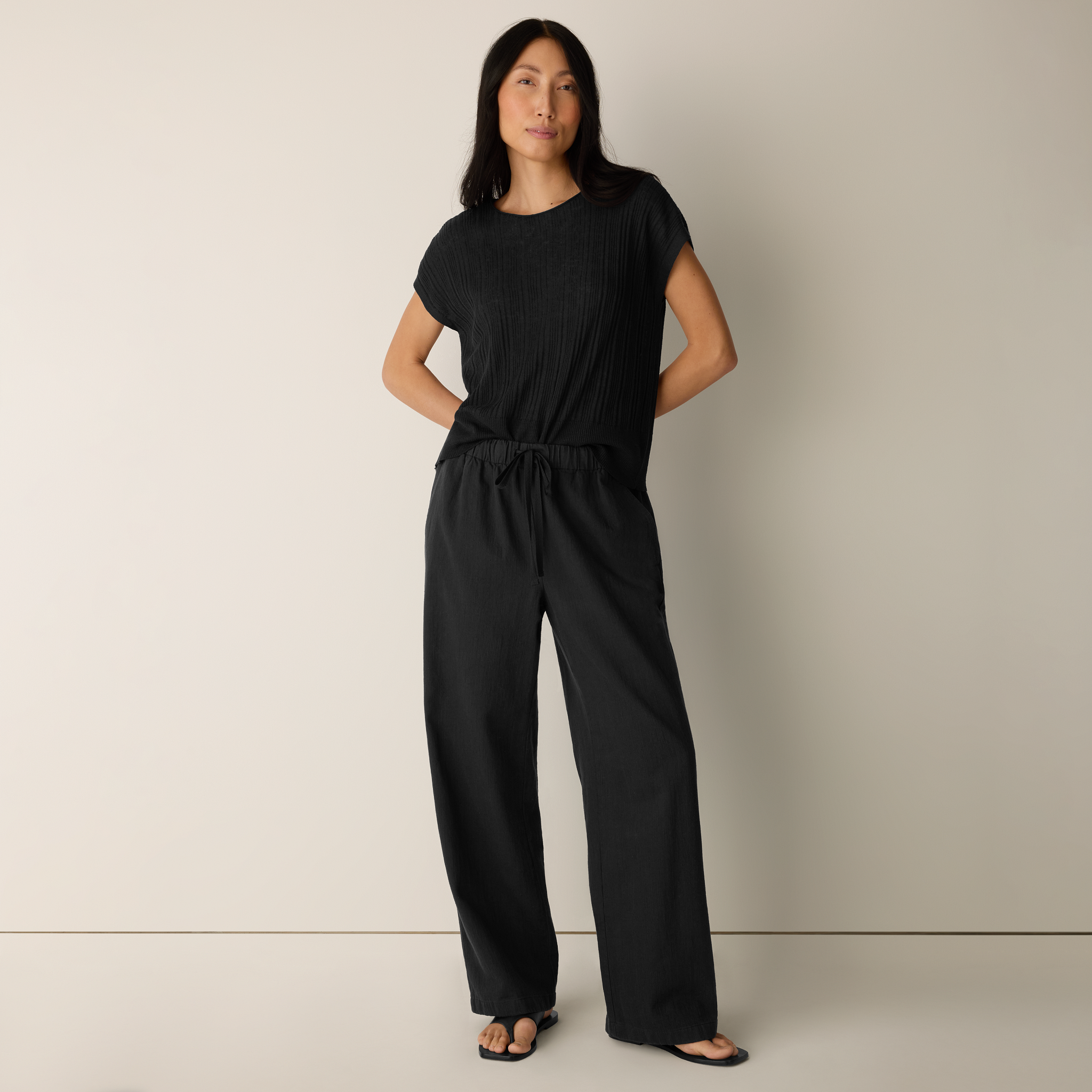 Slubby Organic Cotton Linen Full-Length Straight Pant from EILEEN FISHER - $188