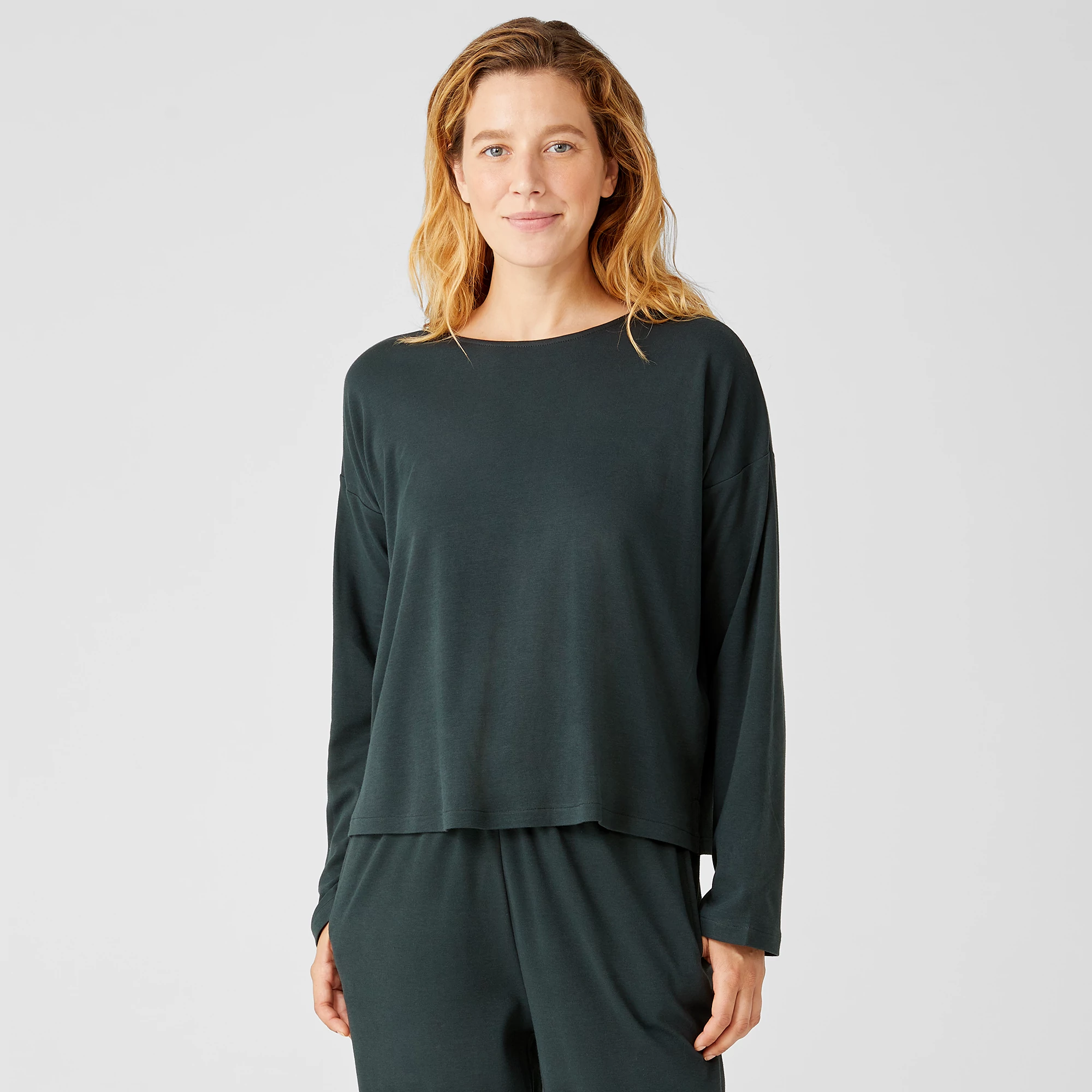 Cozy Organic Cotton Interlock Box-Top | EILEEN FISHER