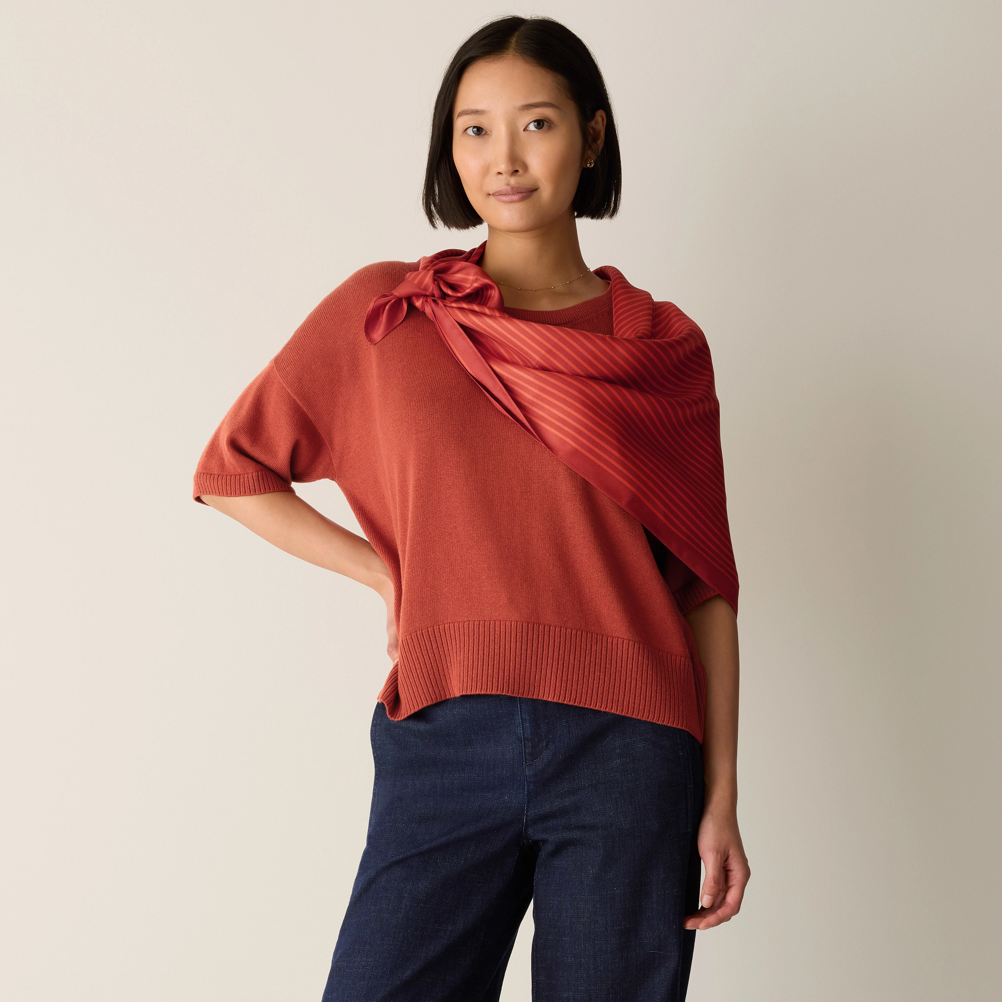 Striped Silk Twill Scarf